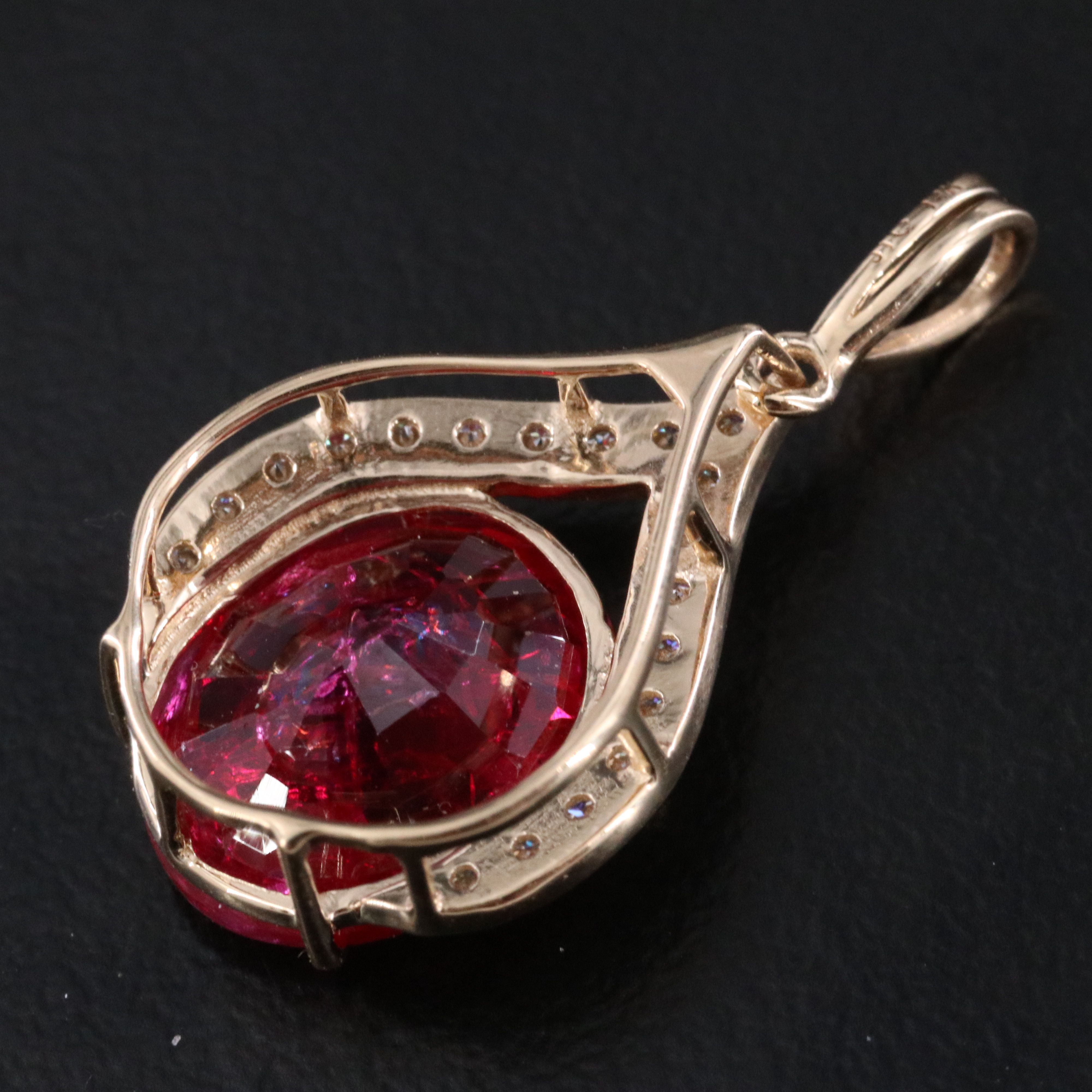 14K 4.68 CT Ruby and Moissanite Pendant