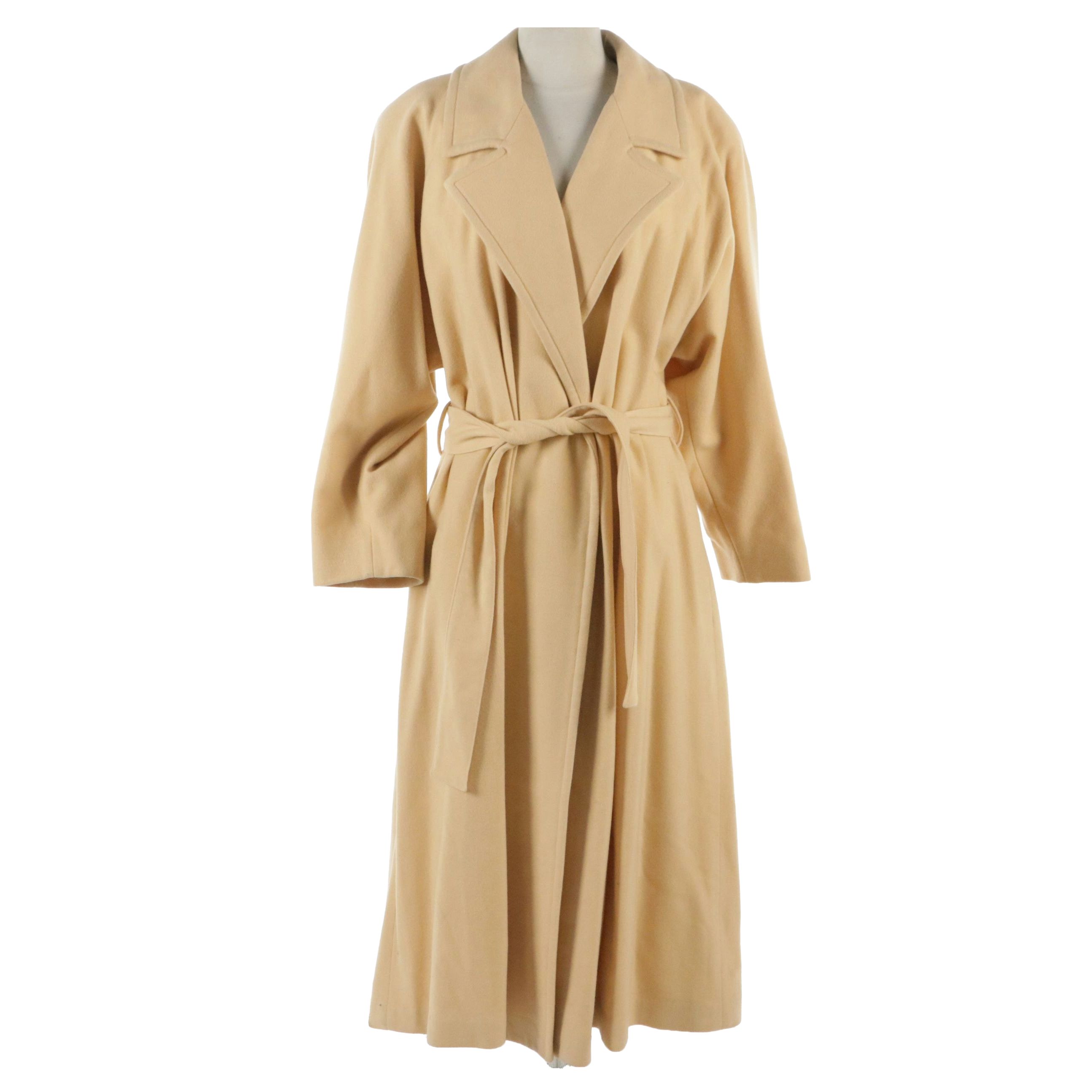 Linda Allard for Ellen Tracy Oversized Belted Beige Wool Long Coat
