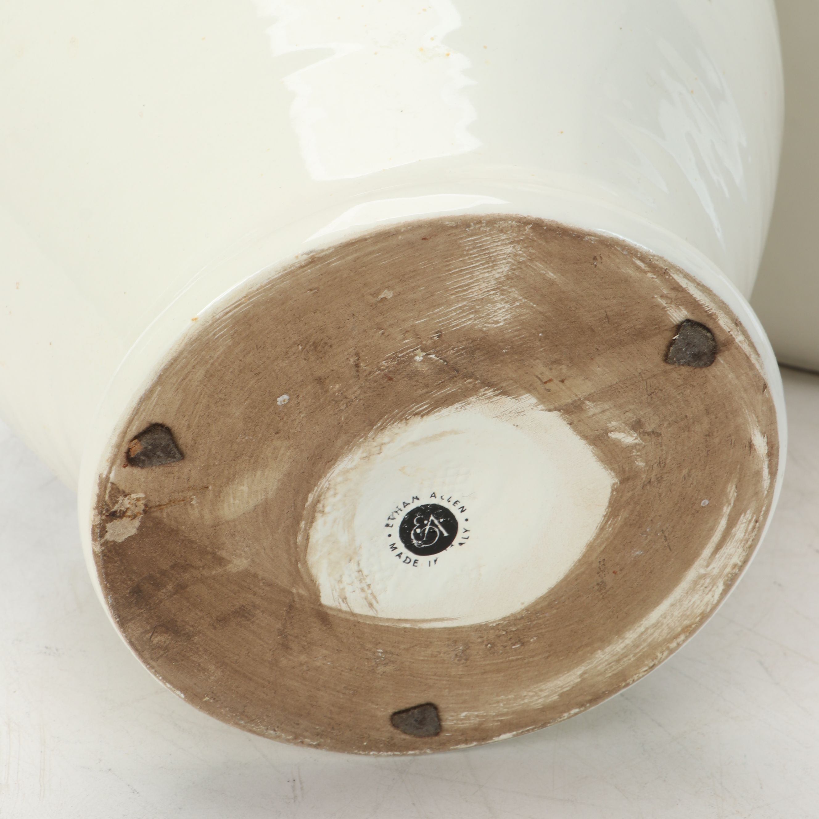 Ethan Allen Italian White Ceramic Vases