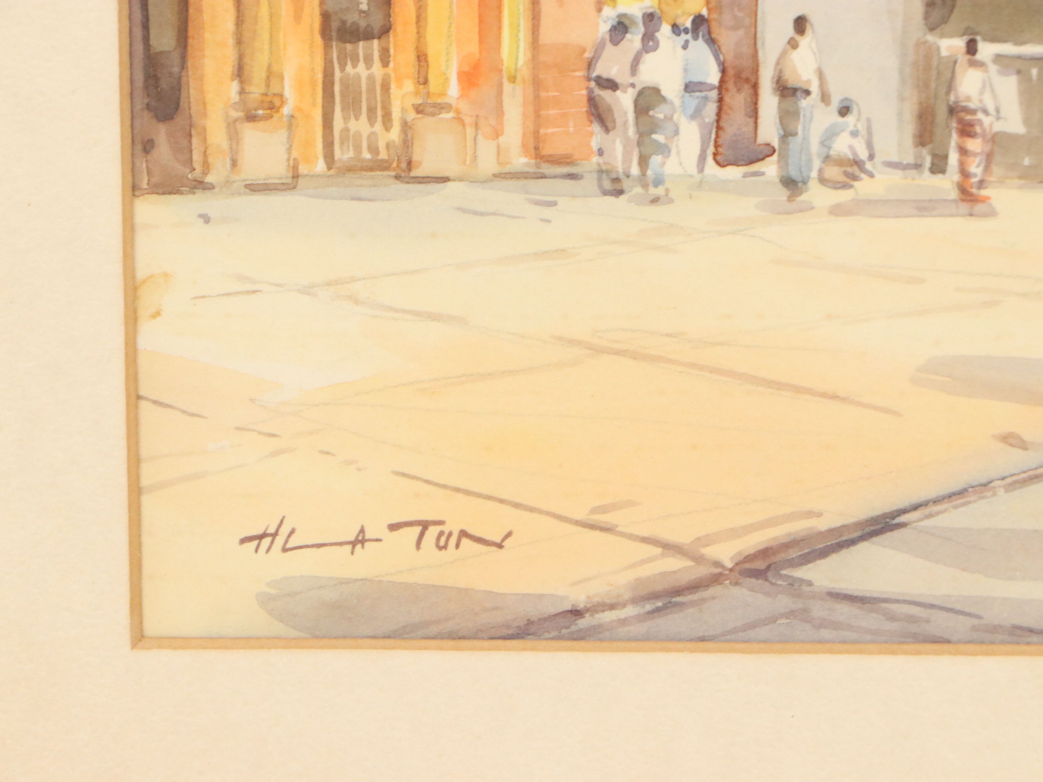 Hla Tun Watercolor Painting of the Shwedagon Pagoda in Myanmar, 20th Century