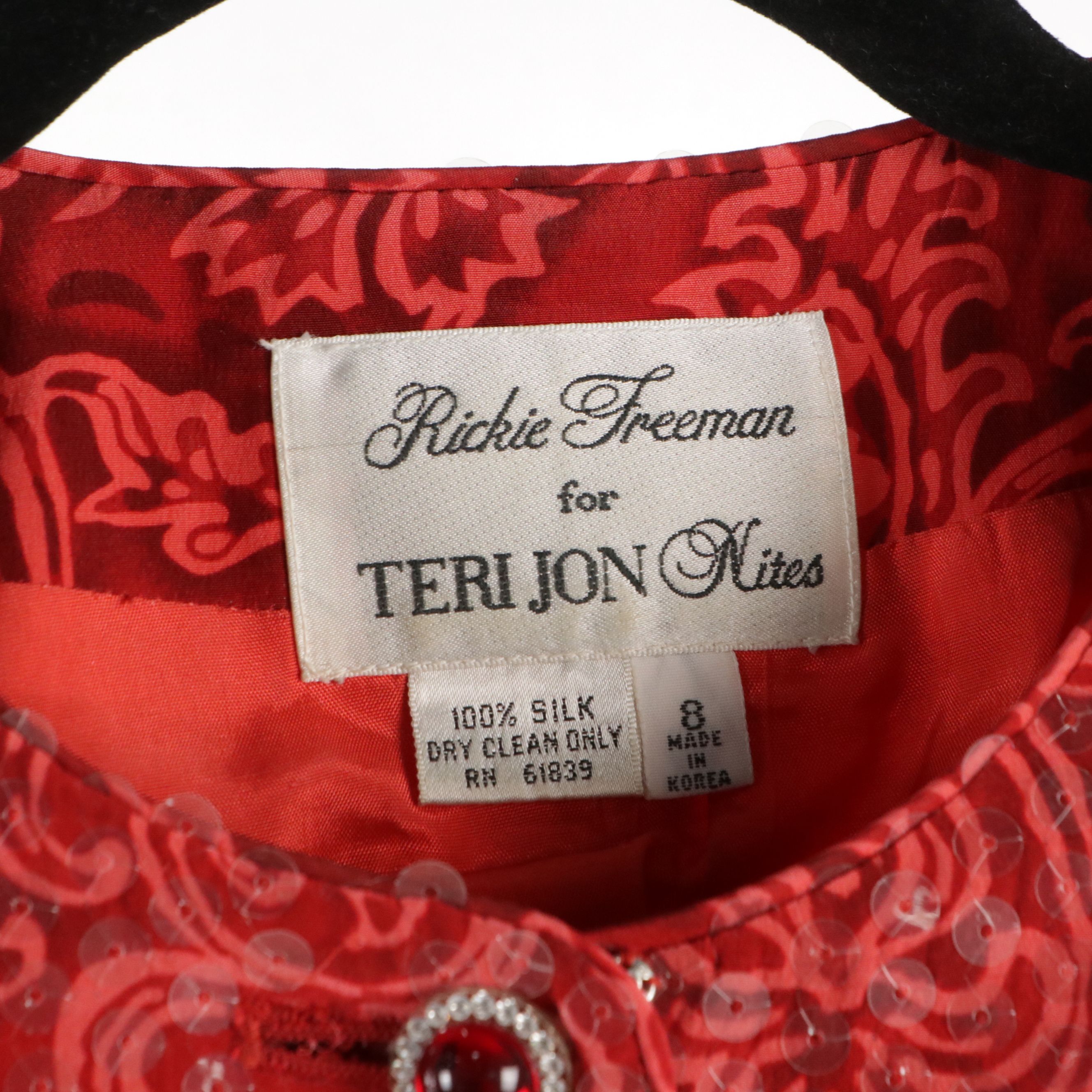 Rickie Freeman for Teri Jon Embellished Jacket/Skirt Set, Iman Sequined Scarf