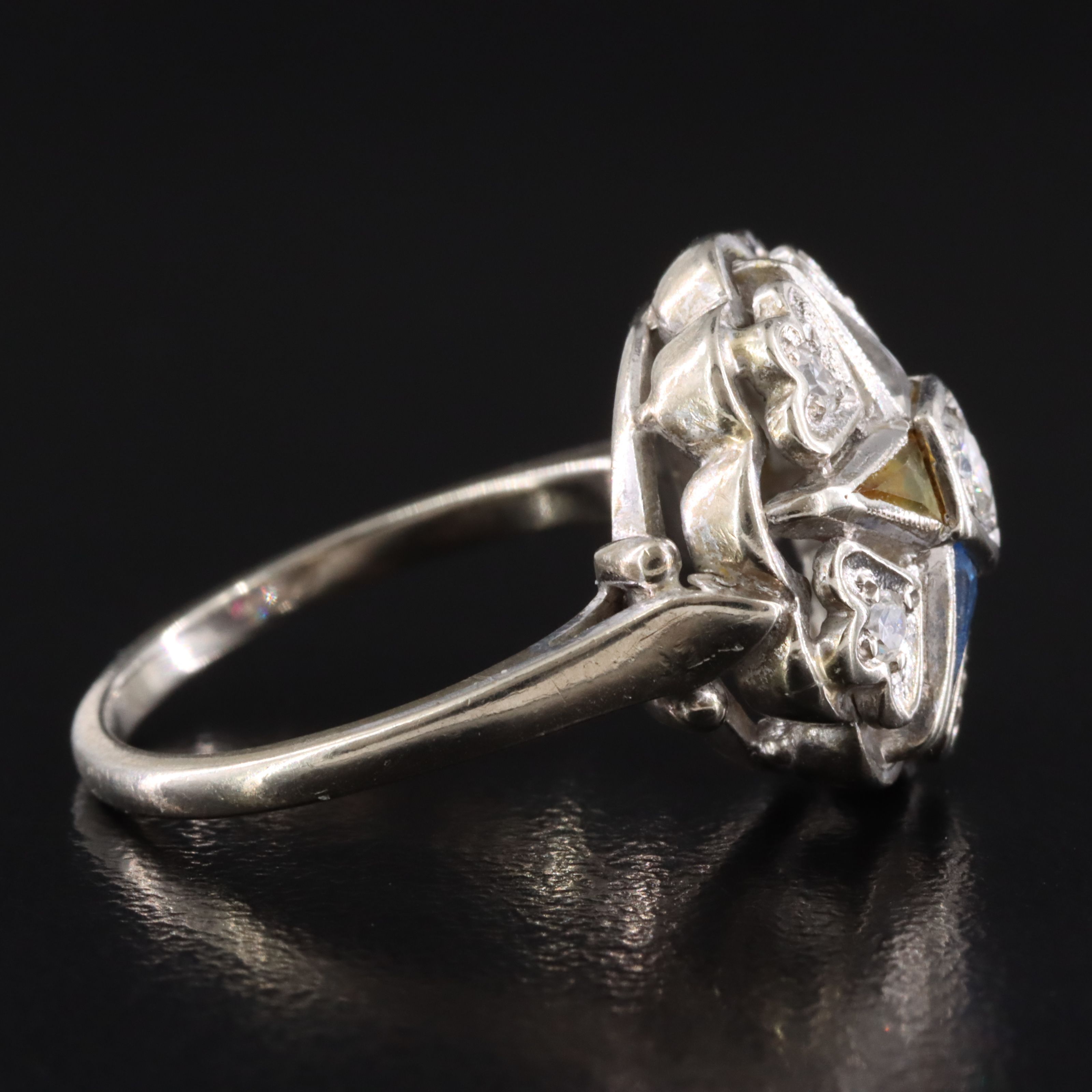 Masonic 10K Diamond, Sapphire and Spinel Order of the Eastern Star Ring