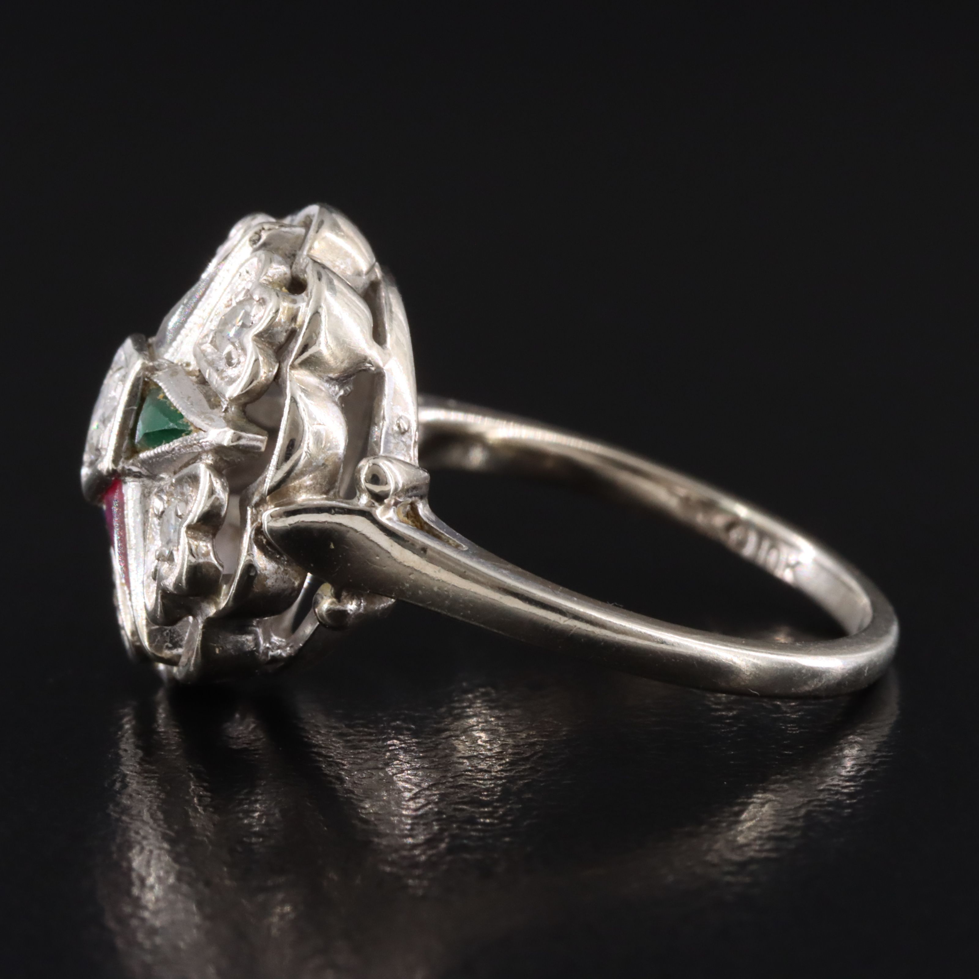 Masonic 10K Diamond, Sapphire and Spinel Order of the Eastern Star Ring