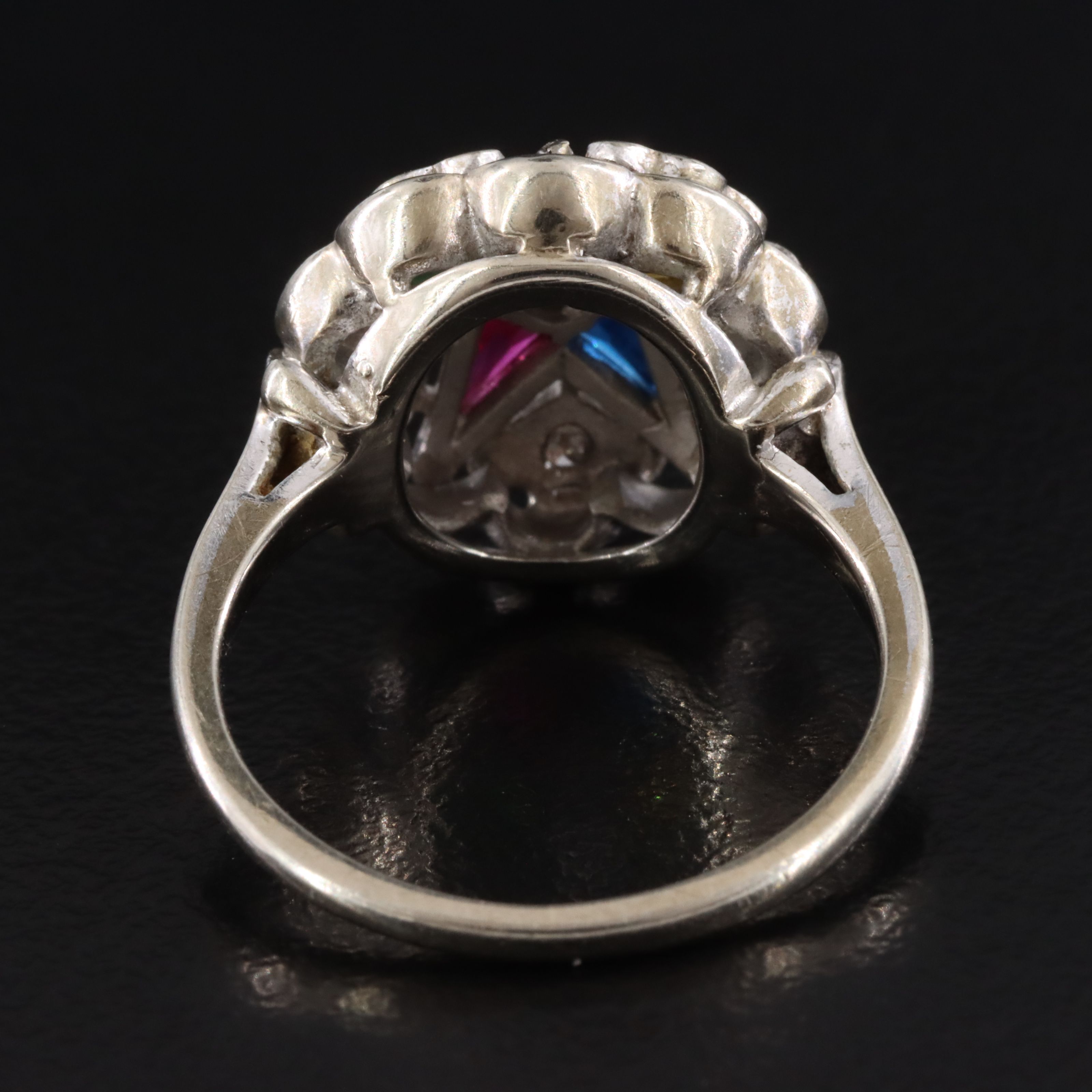 Masonic 10K Diamond, Sapphire and Spinel Order of the Eastern Star Ring