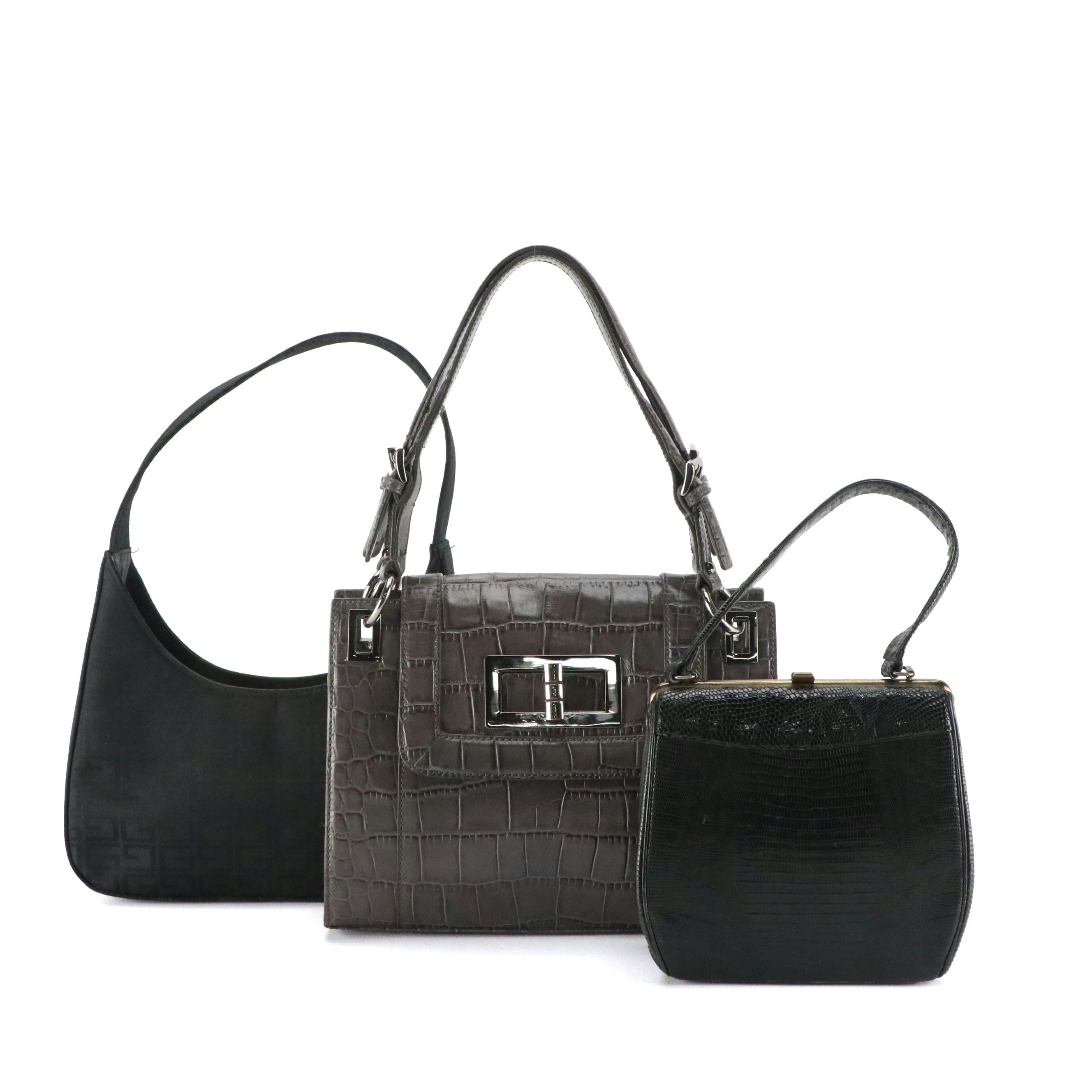 Talbots Grey Croc Embossed Shoulder Bag, Other Vintage Lizardskin Bag, More