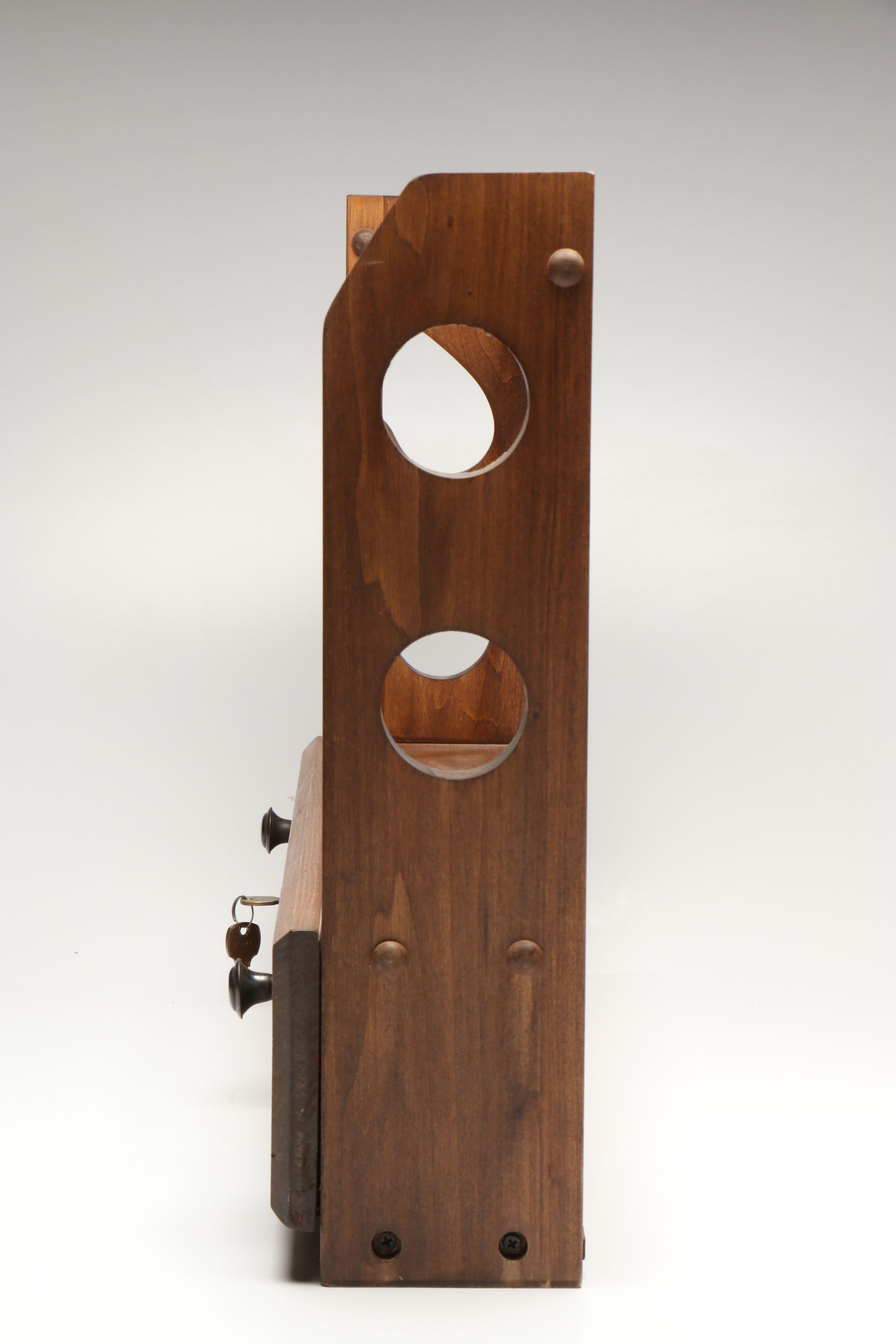 Wooden Wall Mount Gun Rack with Locking Rod Mechanism and Compartment
