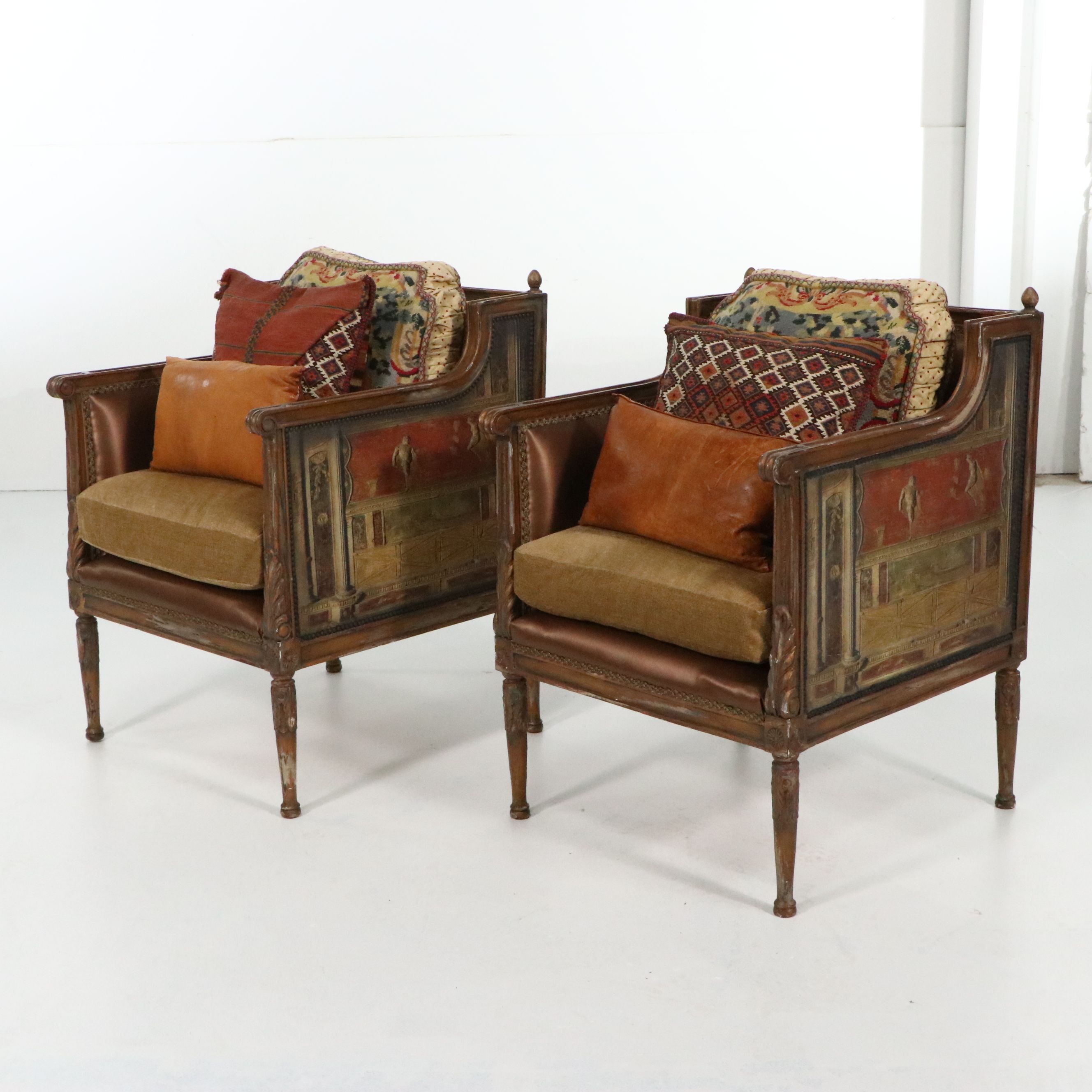 Pair of Reproduction Louis XVI Style Bergères