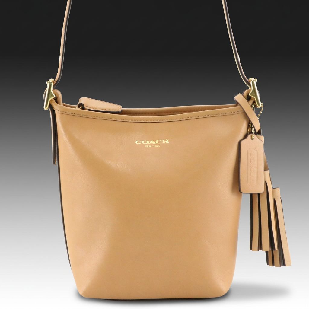 Coach Mini Legacy Duffel Crossbody Bag in Smooth Beige Leather