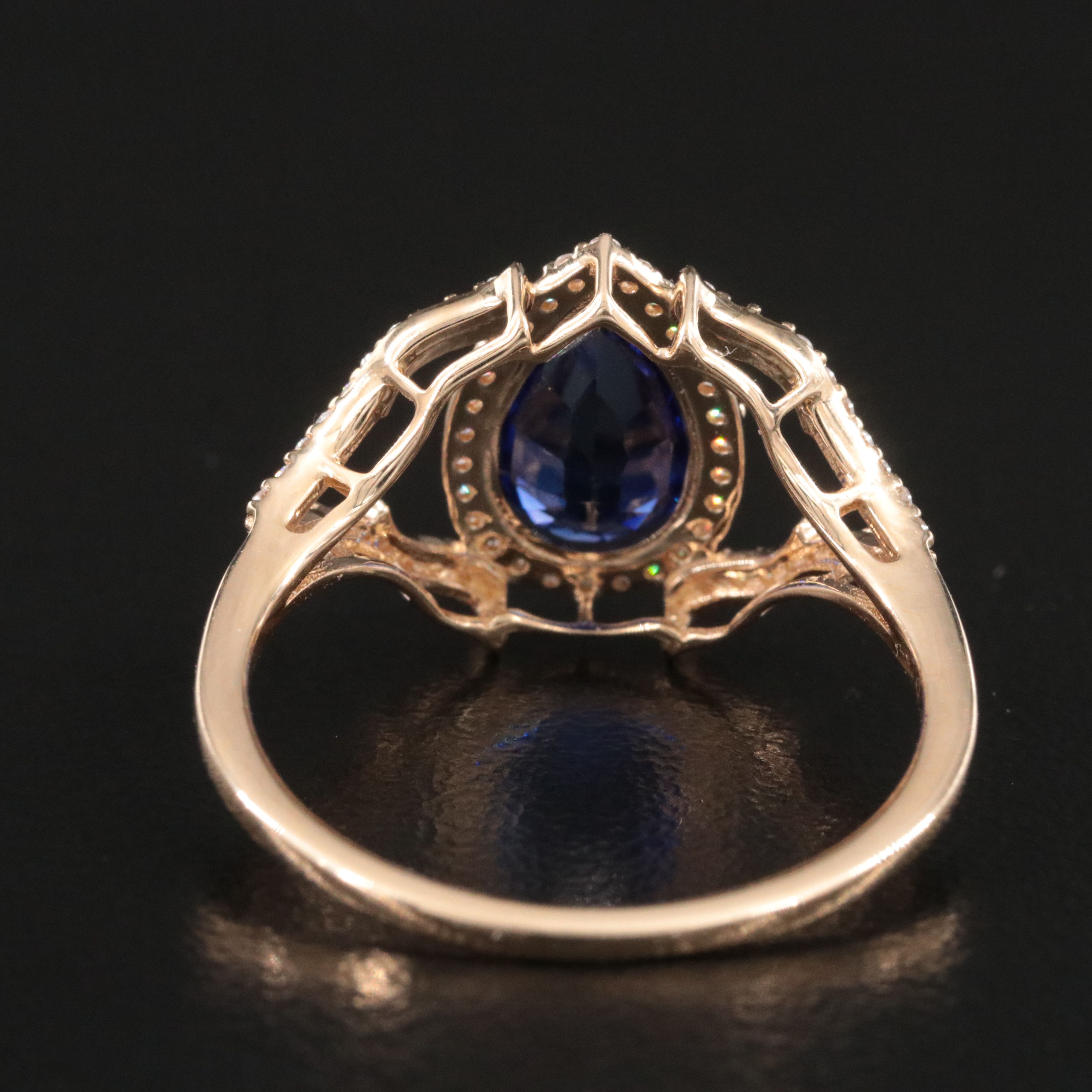 14K 1.69 CT Lab Grown Sapphire and Moissanite Ring