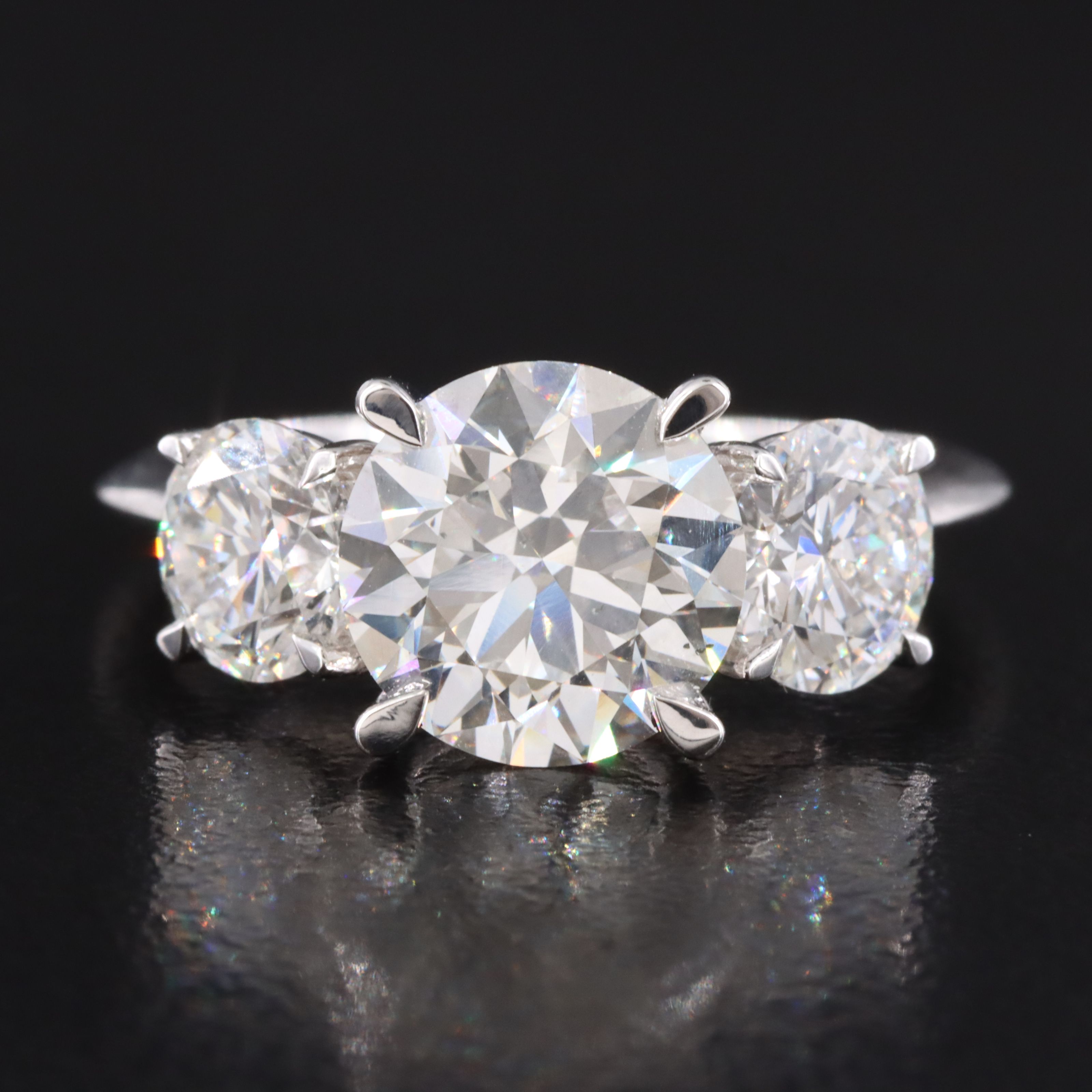 14K 4.09 CTW Lab Grown Diamond Three Stone Ring with Online IGI Report