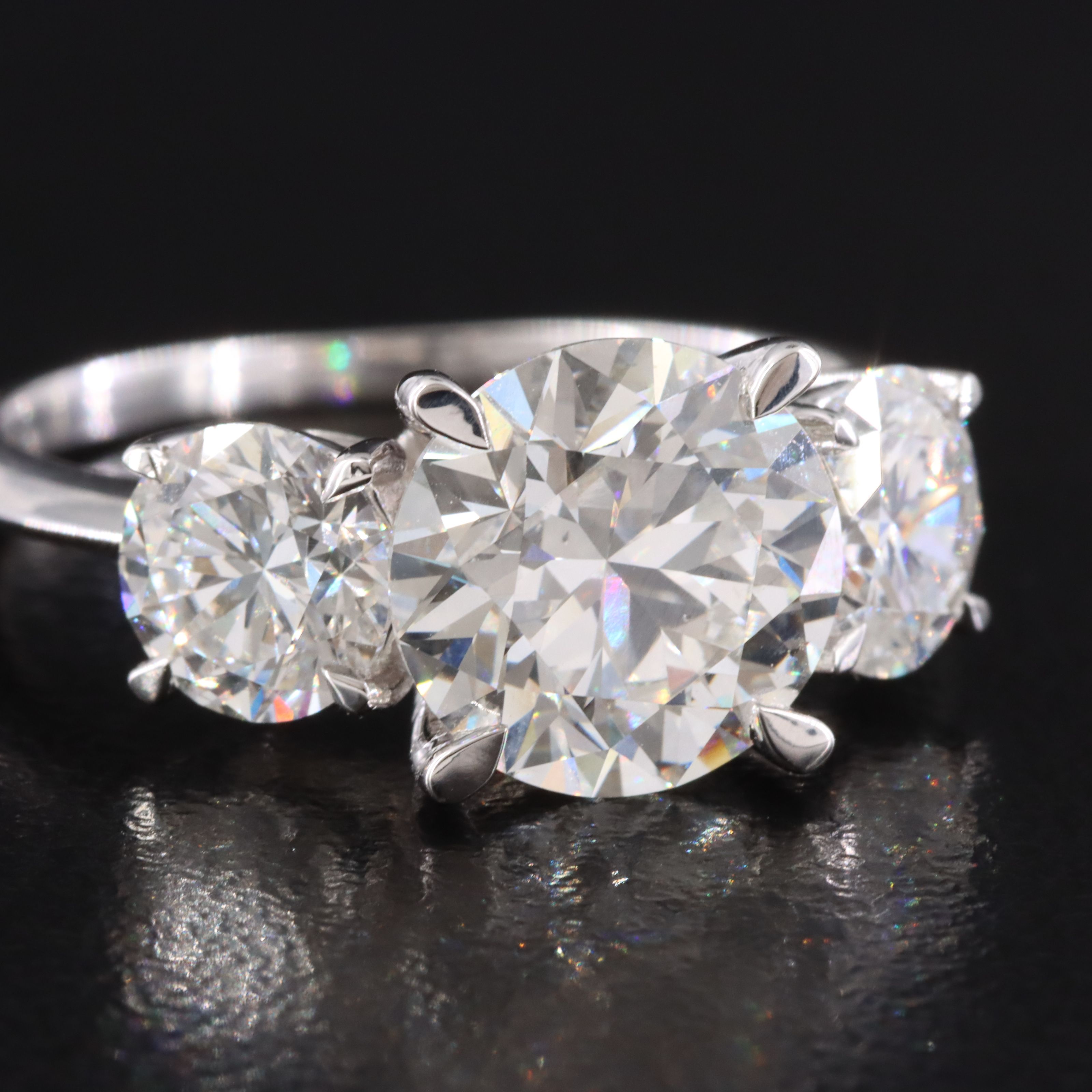 14K 4.09 CTW Lab Grown Diamond Three Stone Ring with Online IGI Report