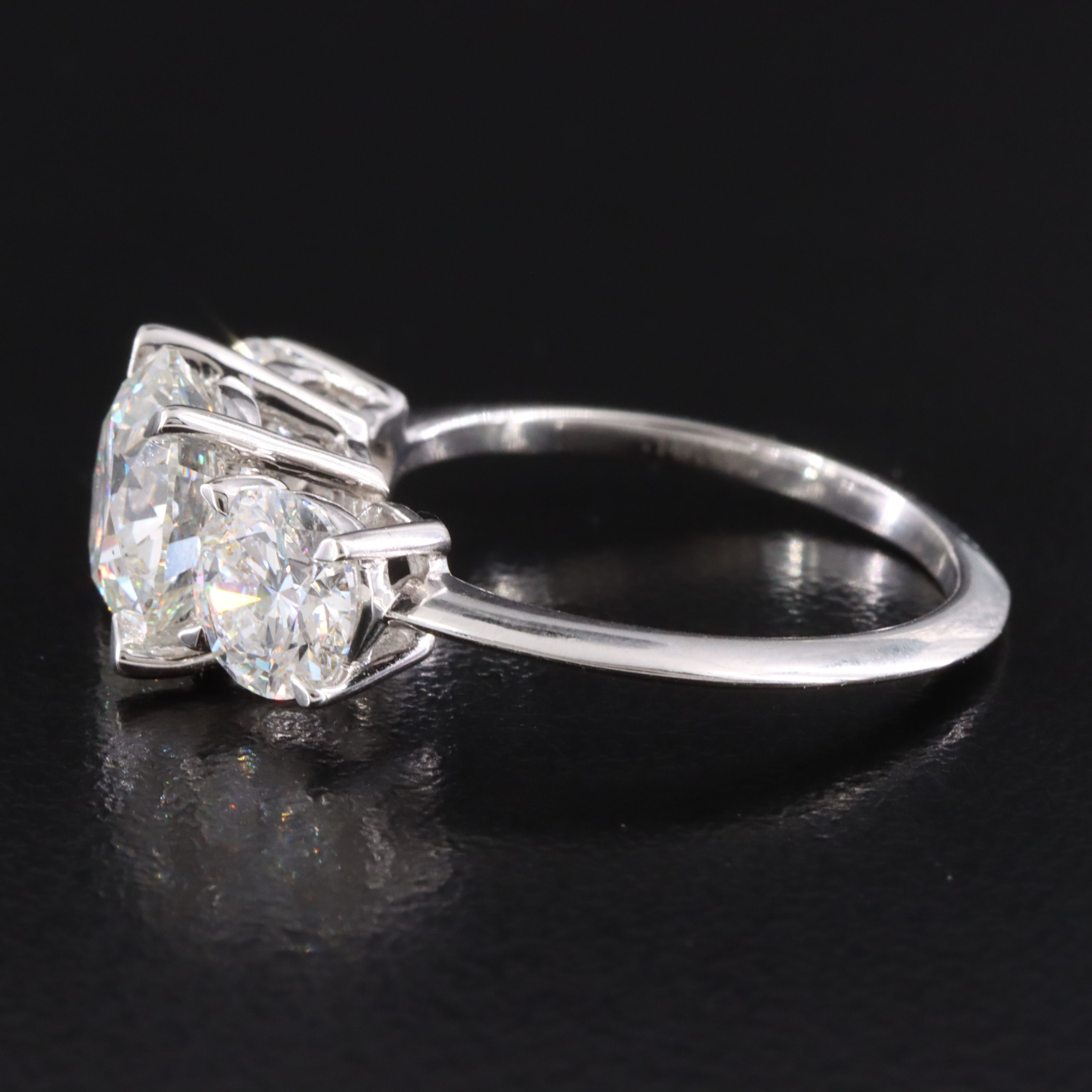 14K 4.09 CTW Lab Grown Diamond Three Stone Ring with Online IGI Report