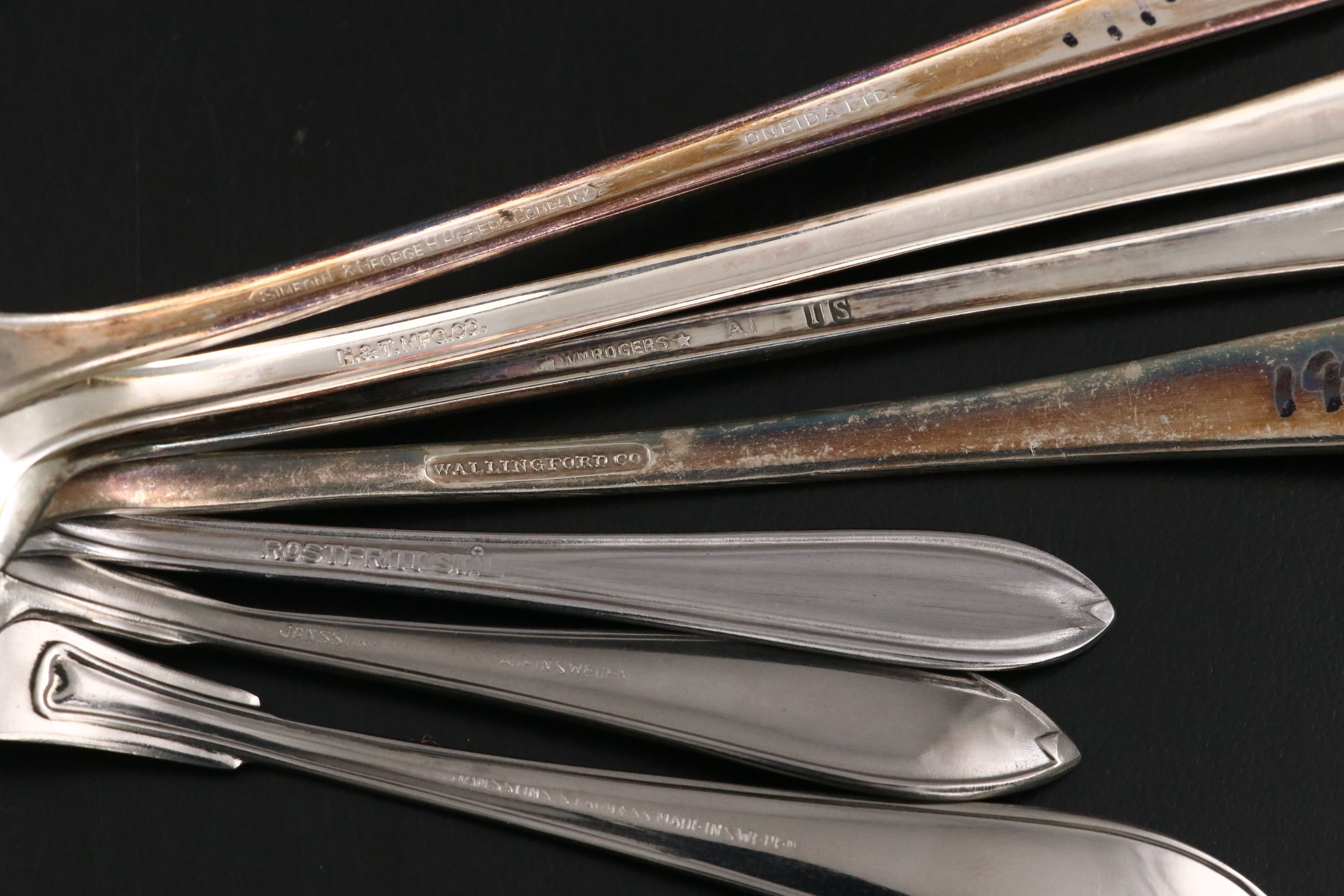 Royal Holland Daalderop and Other Pewter Rim Tray with Silver Plate Utensils