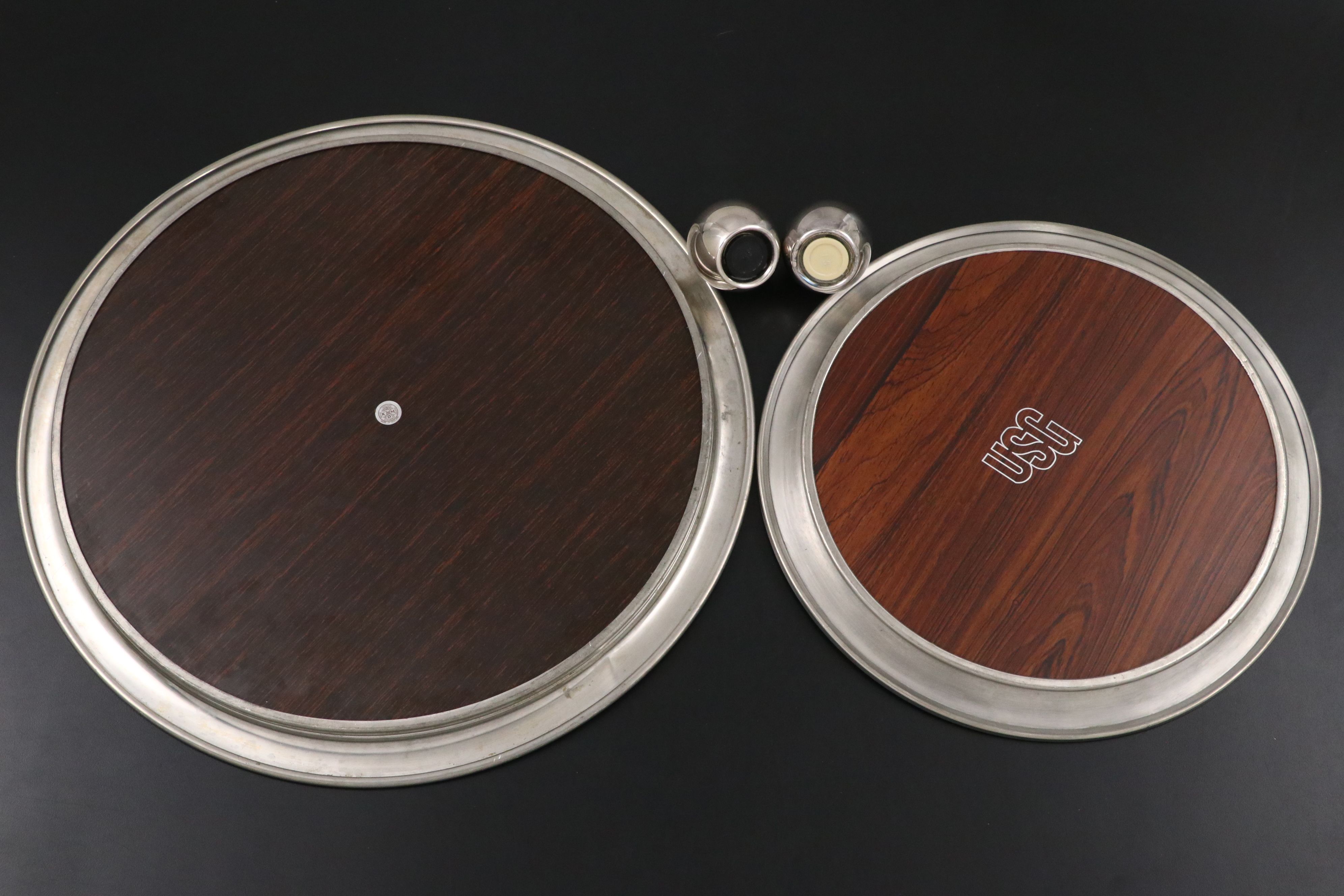 Royal Holland Daalderop and Other Pewter Rim Tray with Silver Plate Utensils