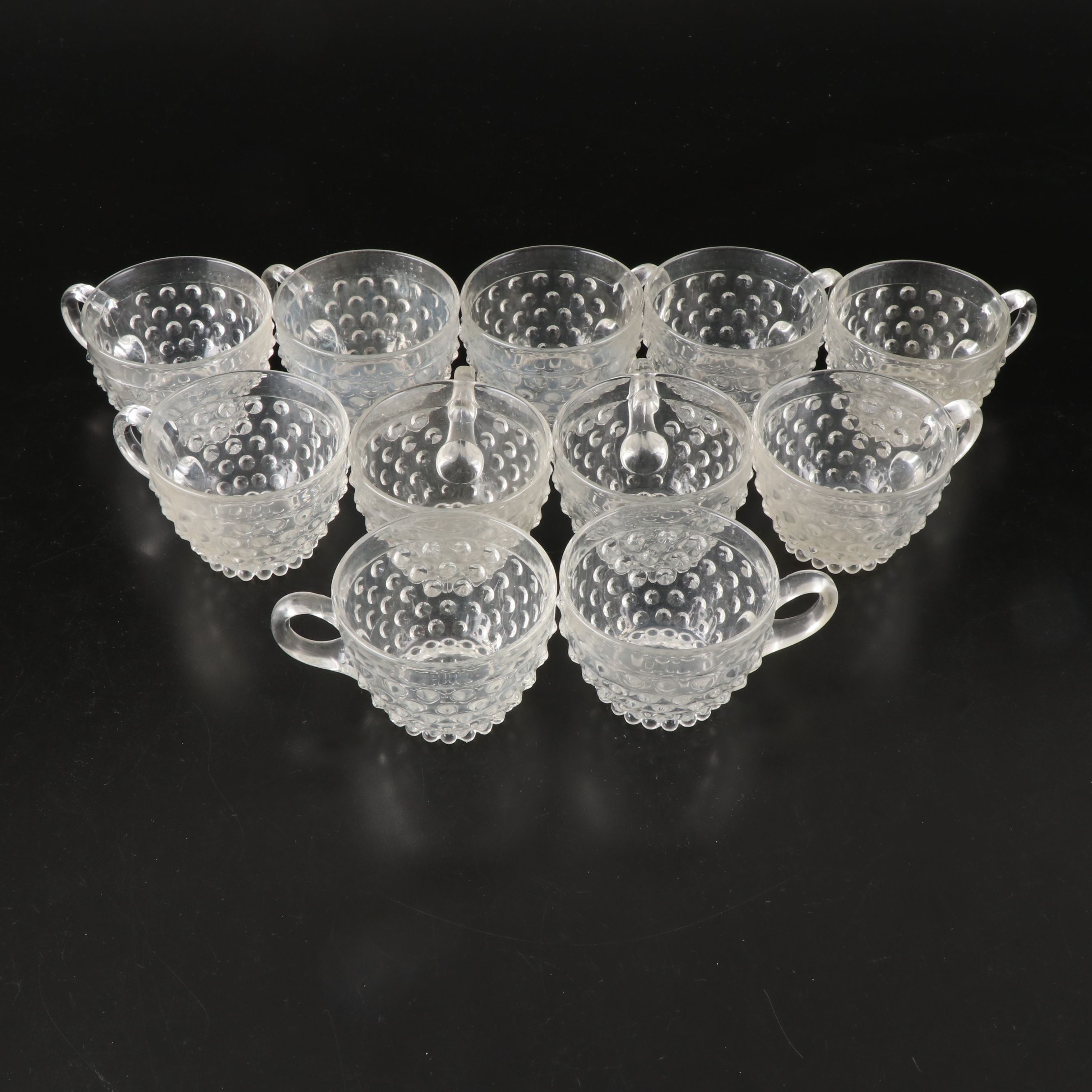 Duncan & Miller "Hobnail Clear" Glass Punch Set, 1930-1955