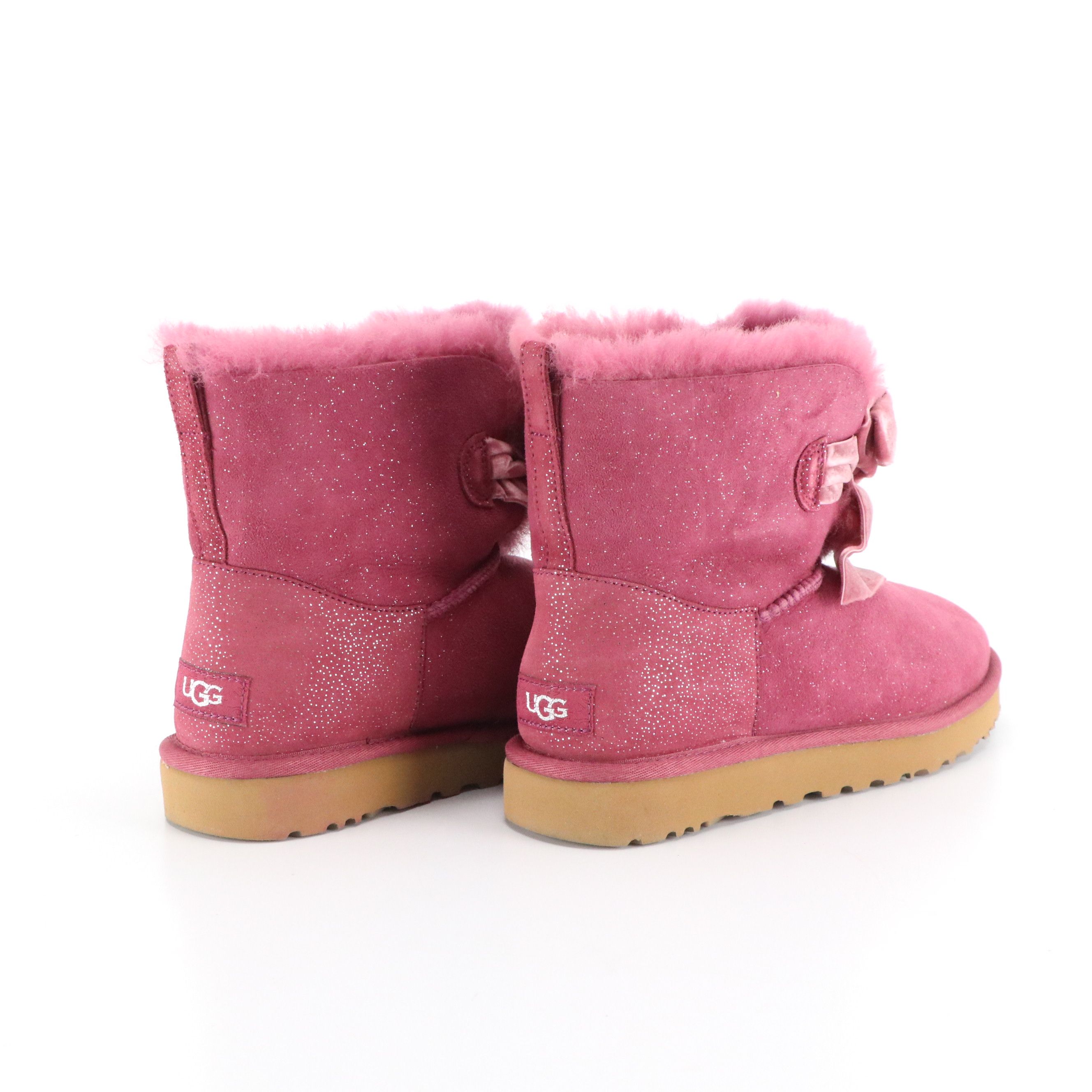 UGG Gita Twinkle Bow Mini Winter Boots in Bougainvillea Suede W/ Box