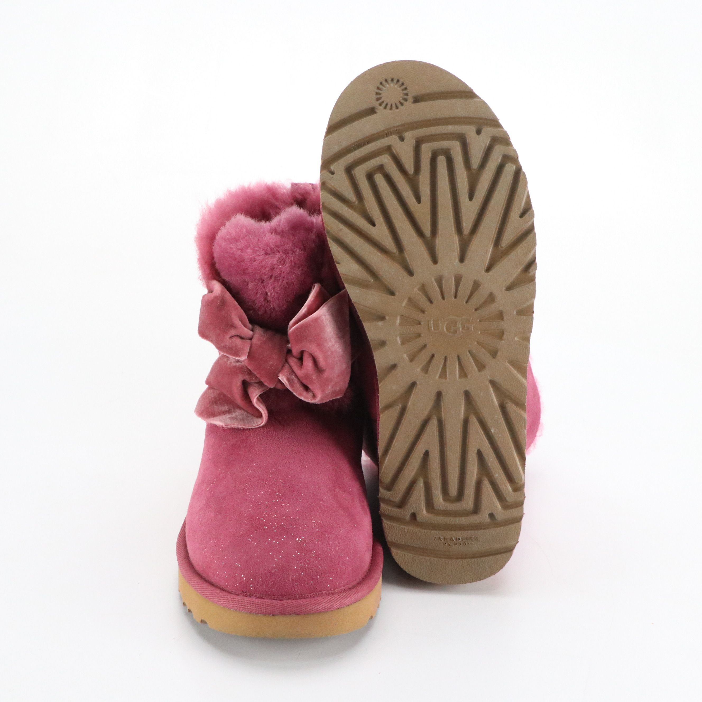 UGG Gita Twinkle Bow Mini Winter Boots in Bougainvillea Suede W/ Box