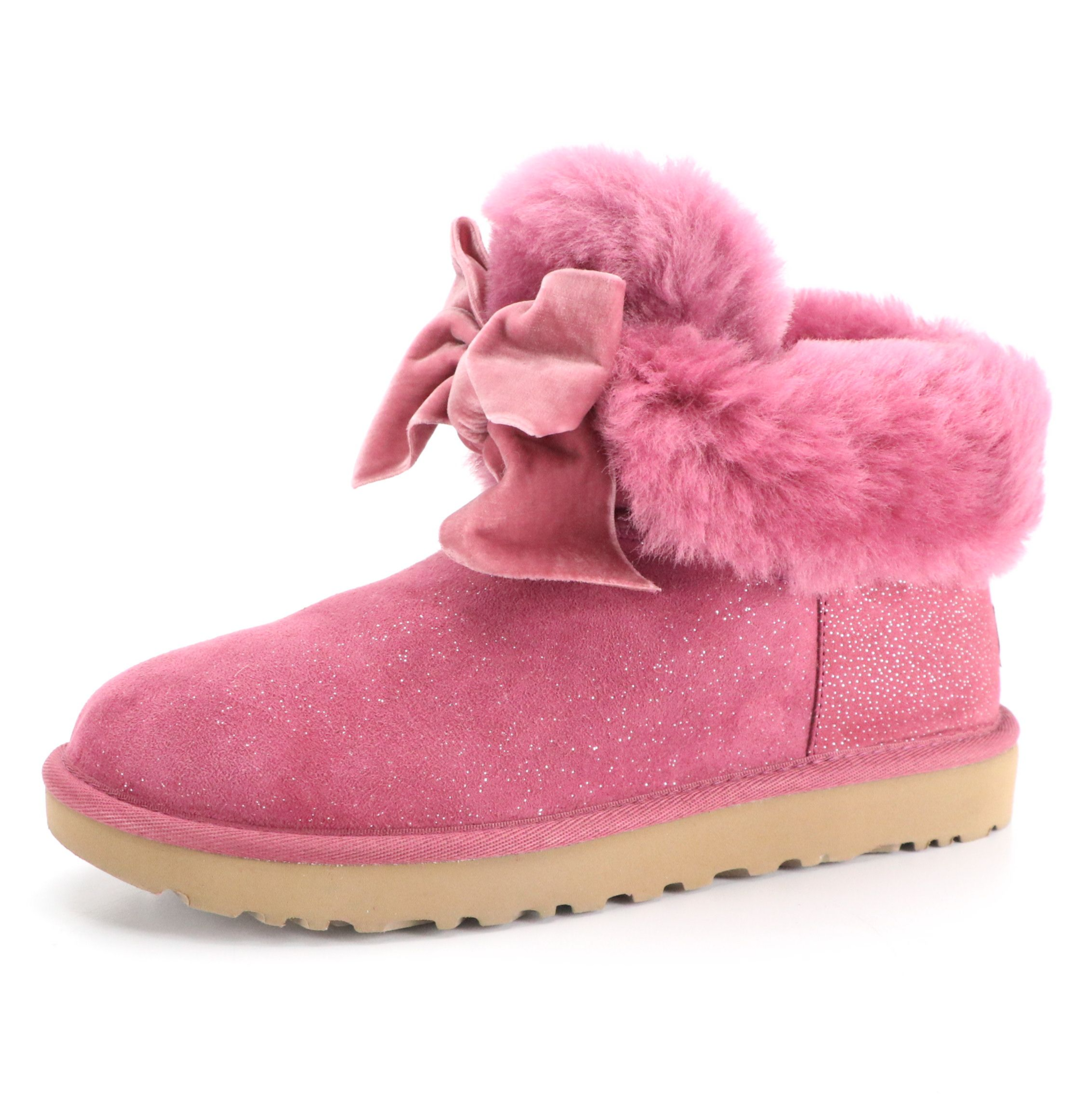 UGG Gita Twinkle Bow Mini Winter Boots in Bougainvillea Suede W/ Box