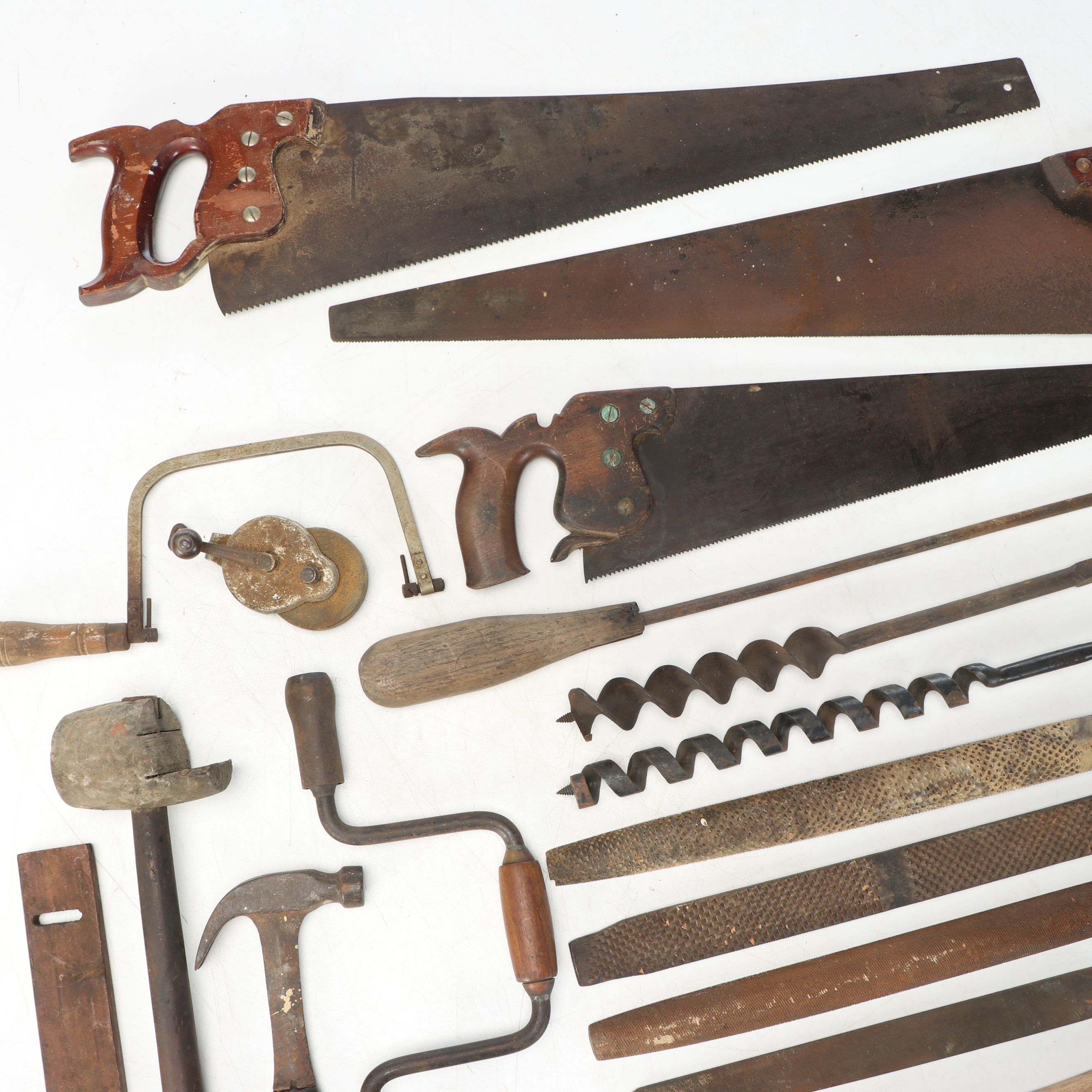 Engraved Hand Saws, Hammers, Files, and More Vintage Tools