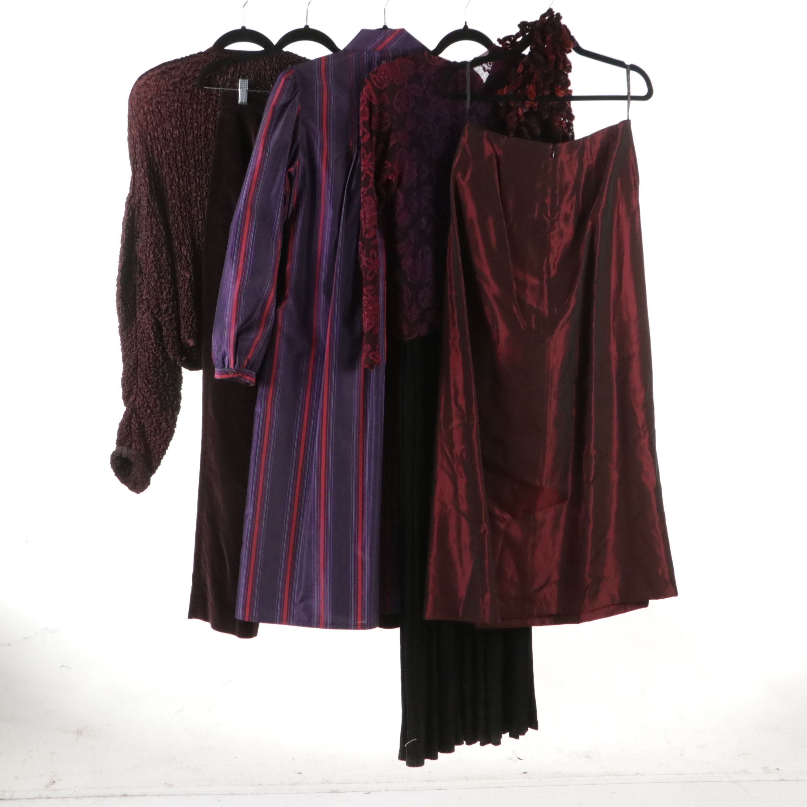 Barbara Lesser Lace-Layered Maxi Dress, Other Crinkle Pleated Jacket, and More