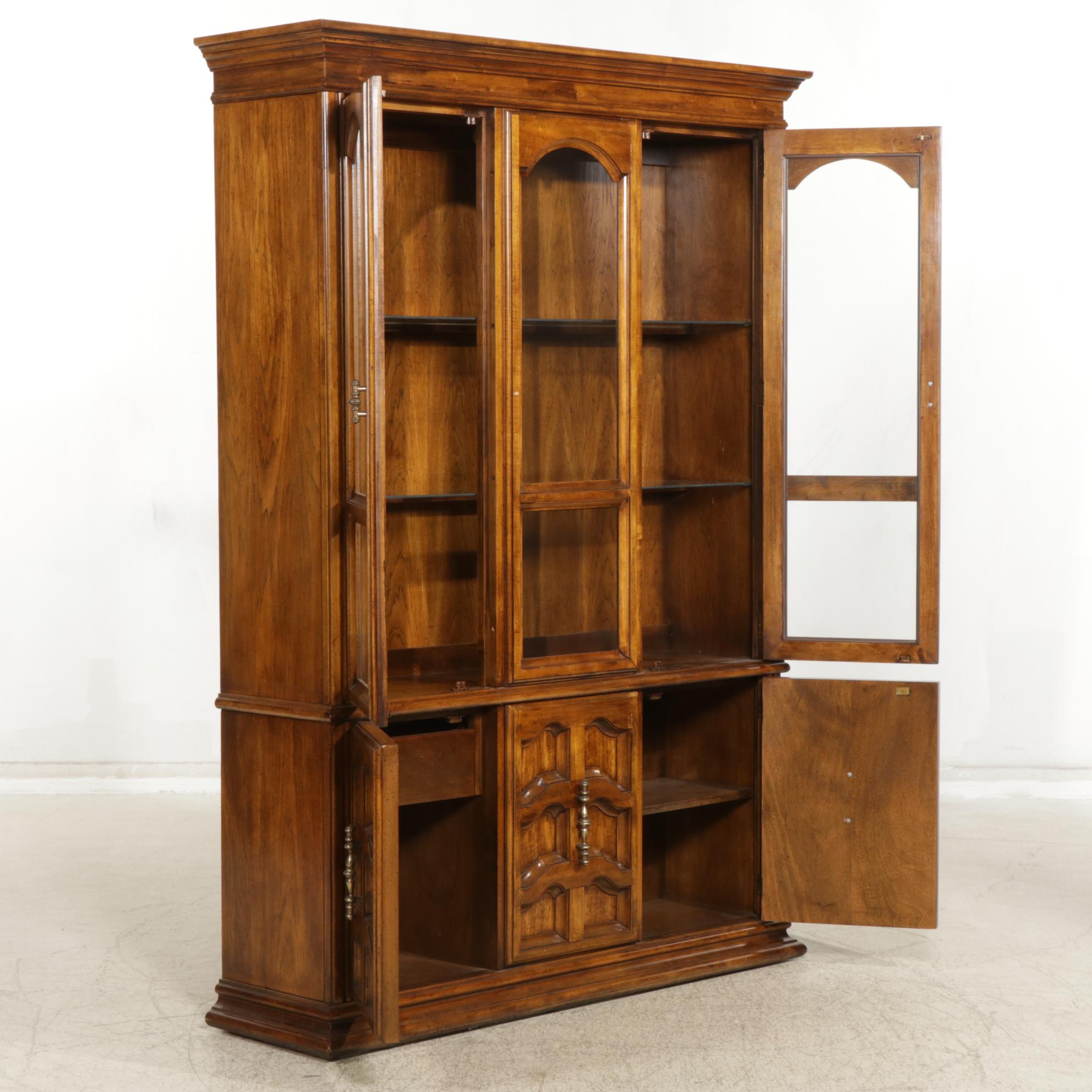American of Martinsville Walnut China Cabinet, Late 20th Century