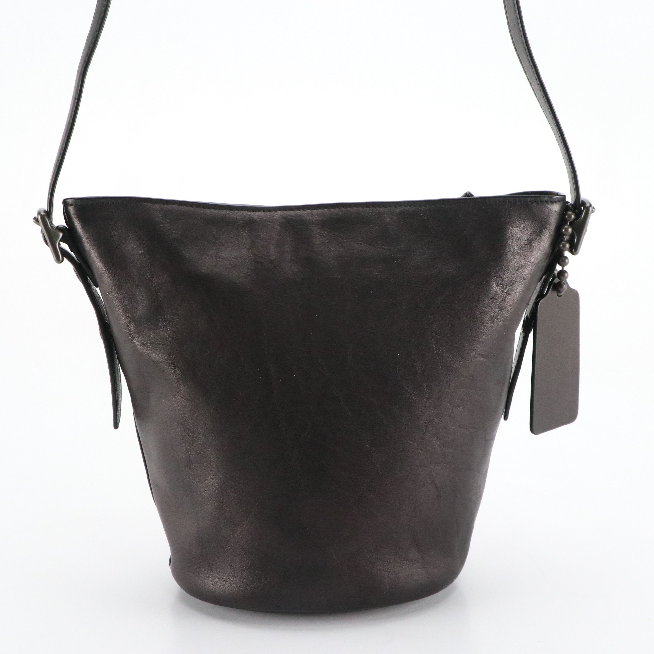 Coach Bleecker Mini Bucket Duffel Bag in Black Grained Leather