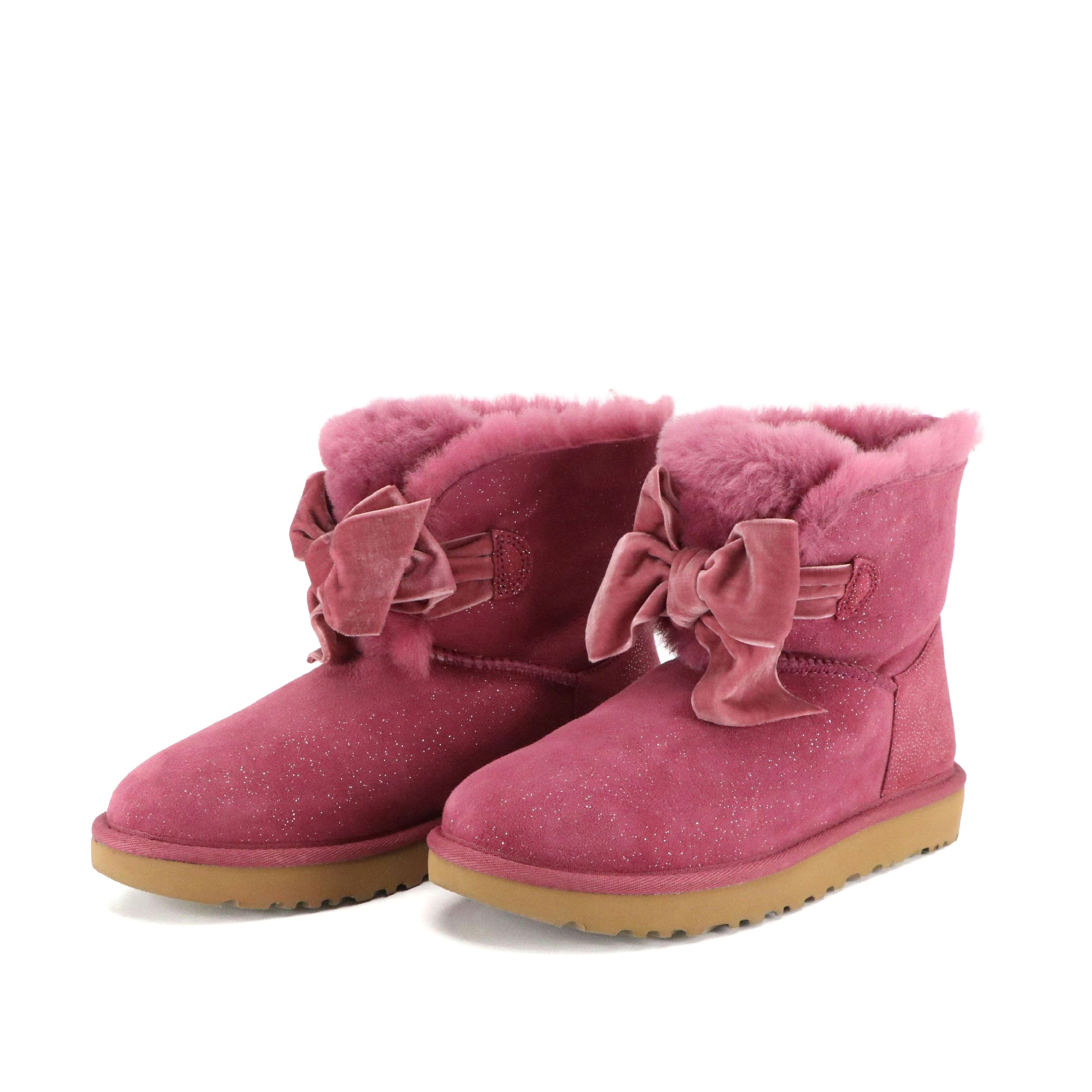 UGG Gita Twinkle Bow Mini Winter Boots in Bougainvillea Suede W/ Box