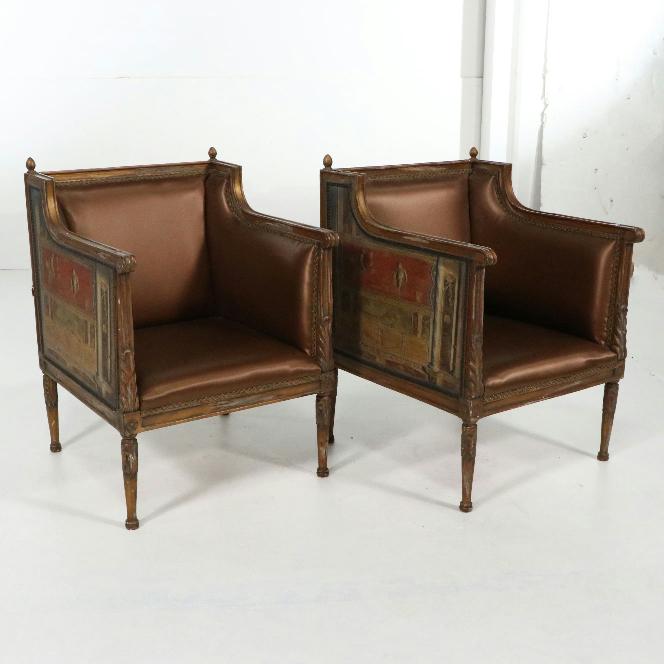 Pair of Reproduction Louis XVI Style Bergères