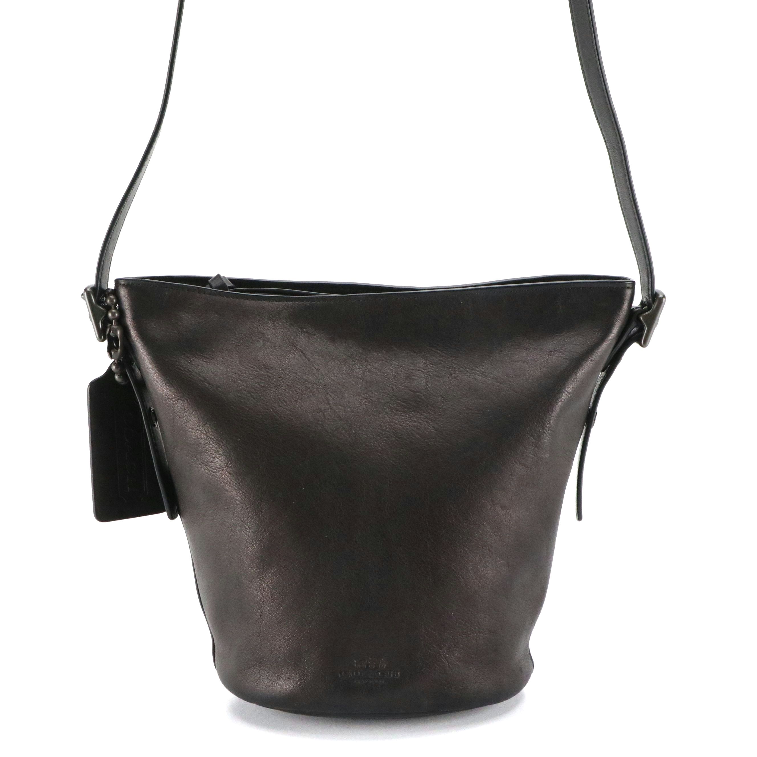 Coach Bleecker Mini Bucket Duffel Bag in Black Grained Leather