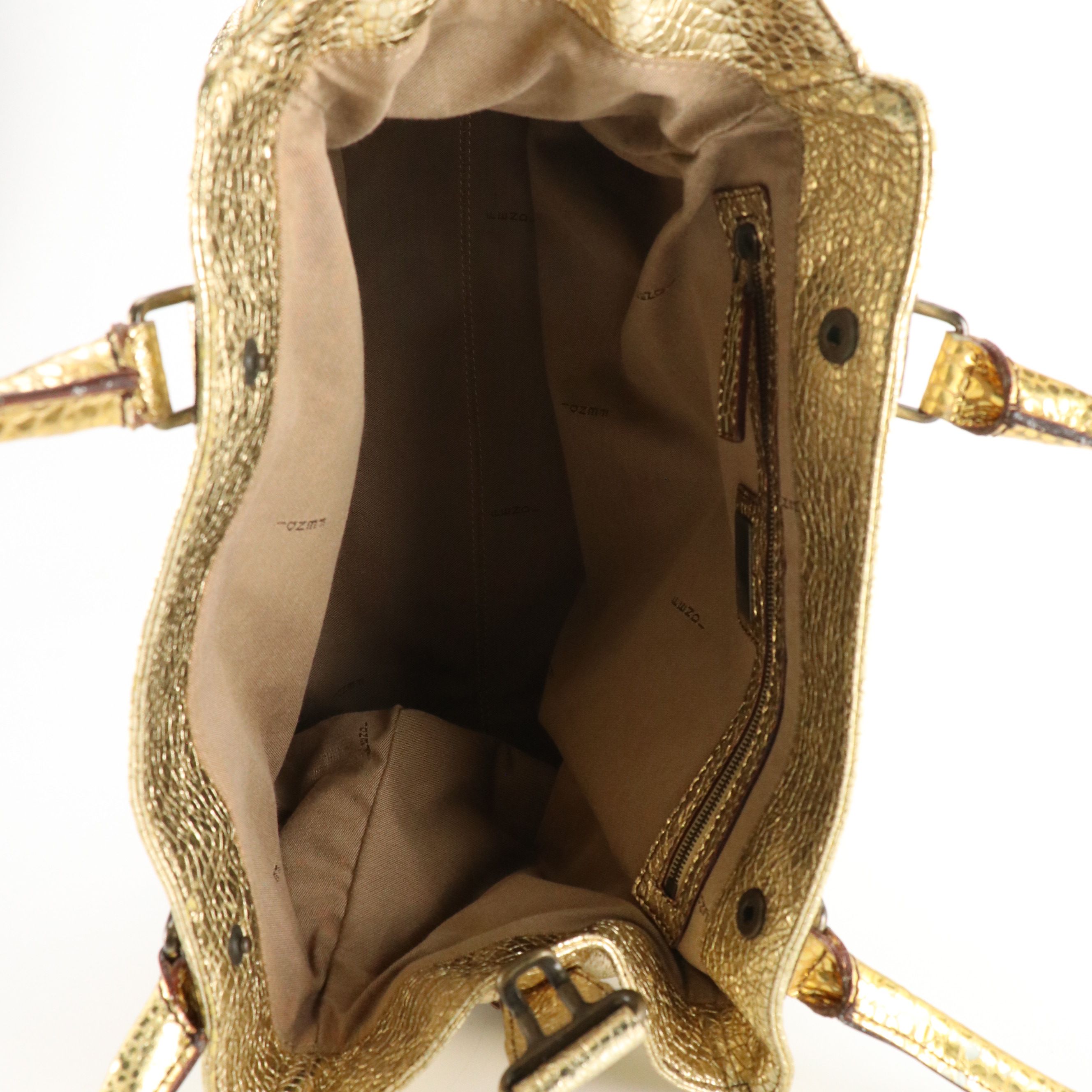 Fendi Du Jour Star Satchel Bag in Metallic Gold Leather