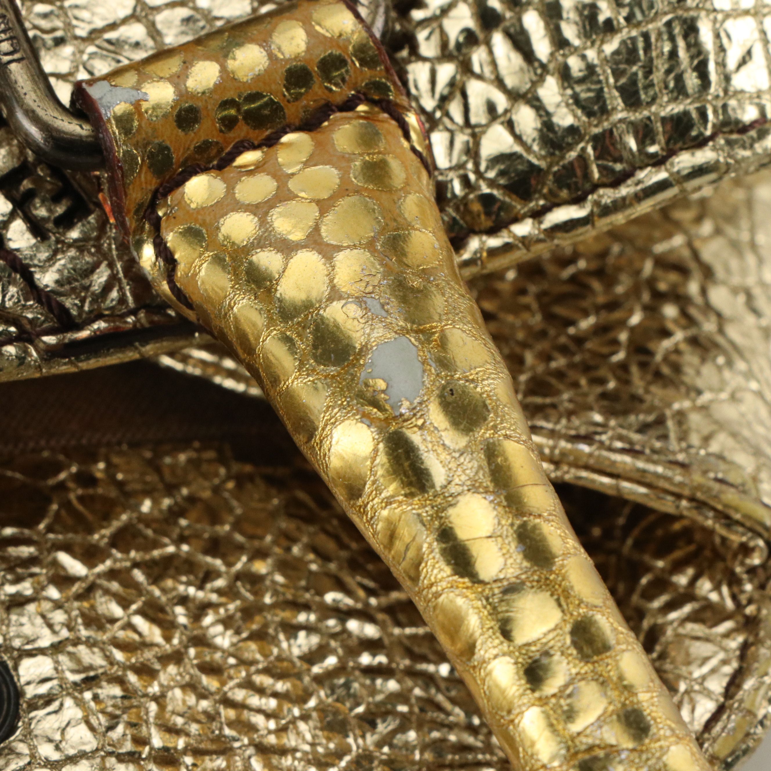 Fendi Du Jour Star Satchel Bag in Metallic Gold Leather