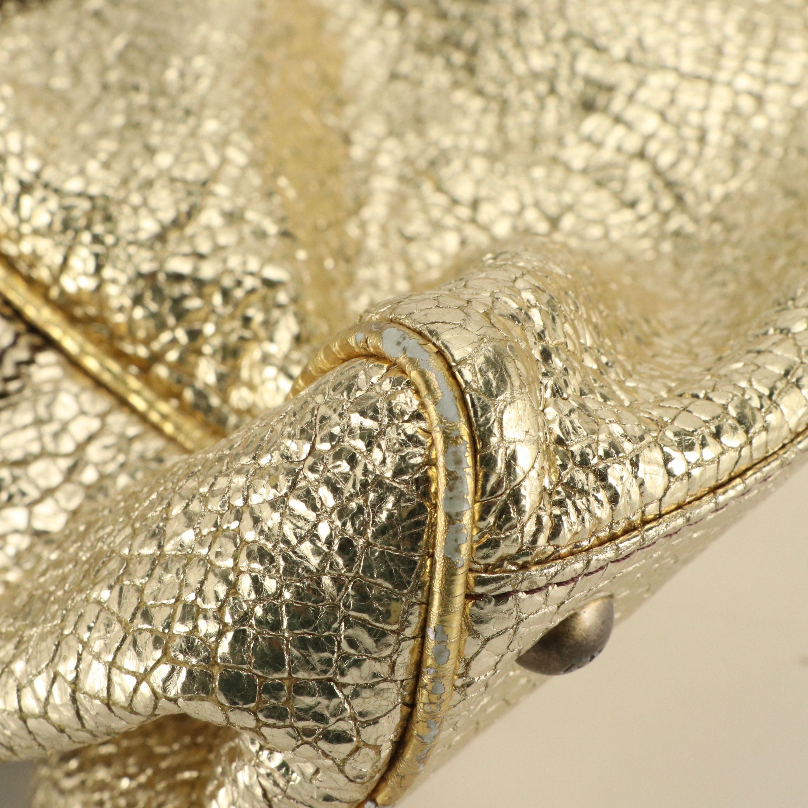 Fendi Du Jour Star Satchel Bag in Metallic Gold Leather