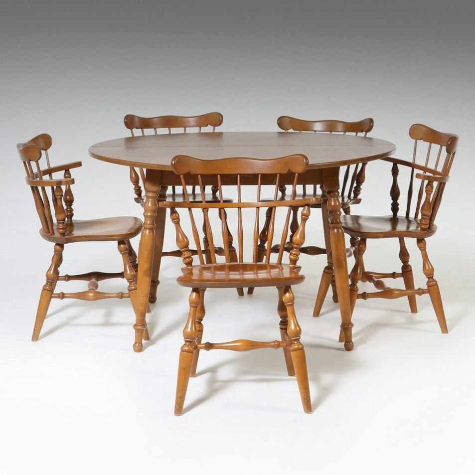 Ethan Allen by Baumritter Colonial Revival Style Six-Piece Maple Dining Set