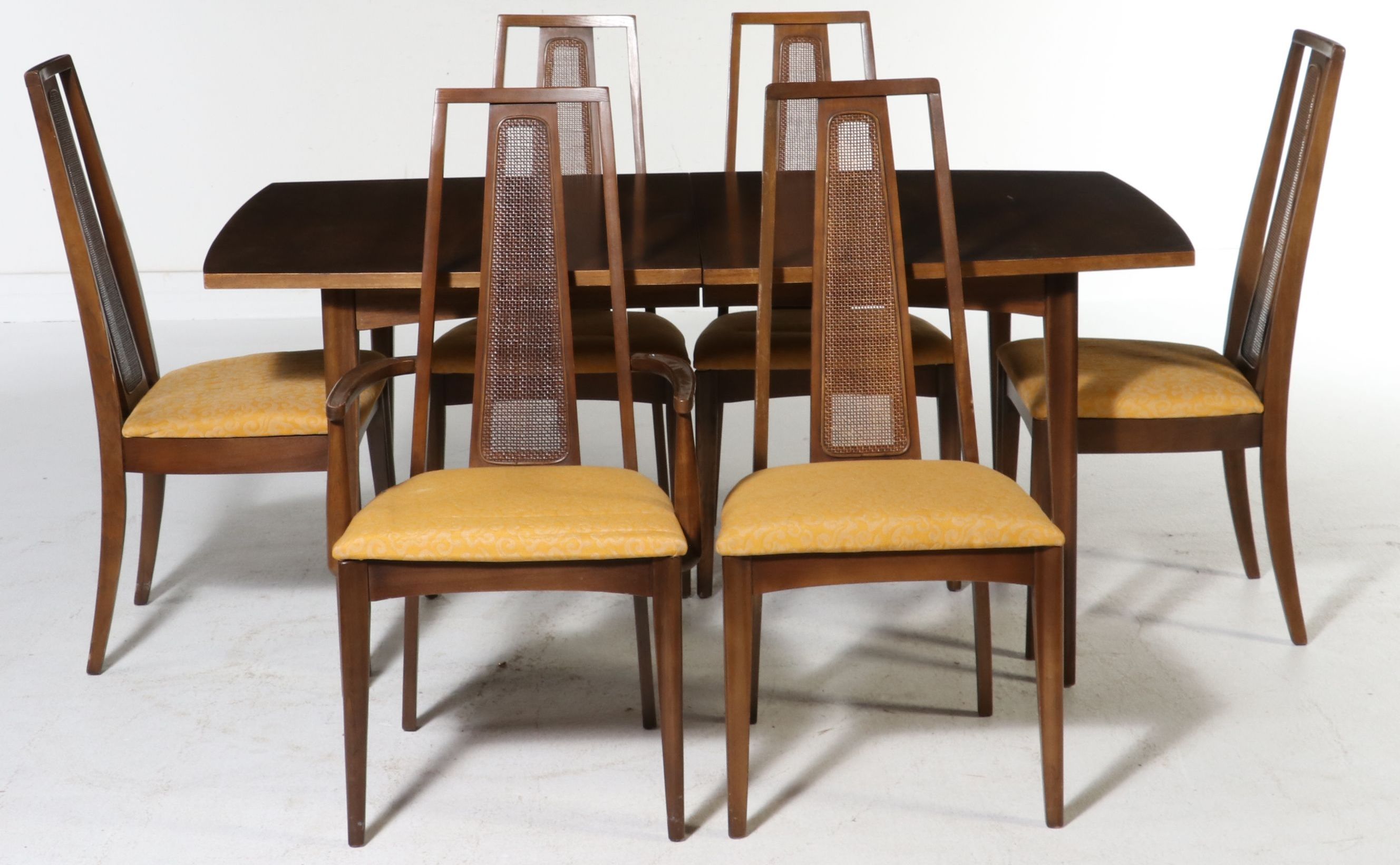 Seven Piece Mid Century Modern Dining Set with Lenoir Chair Company Chairs