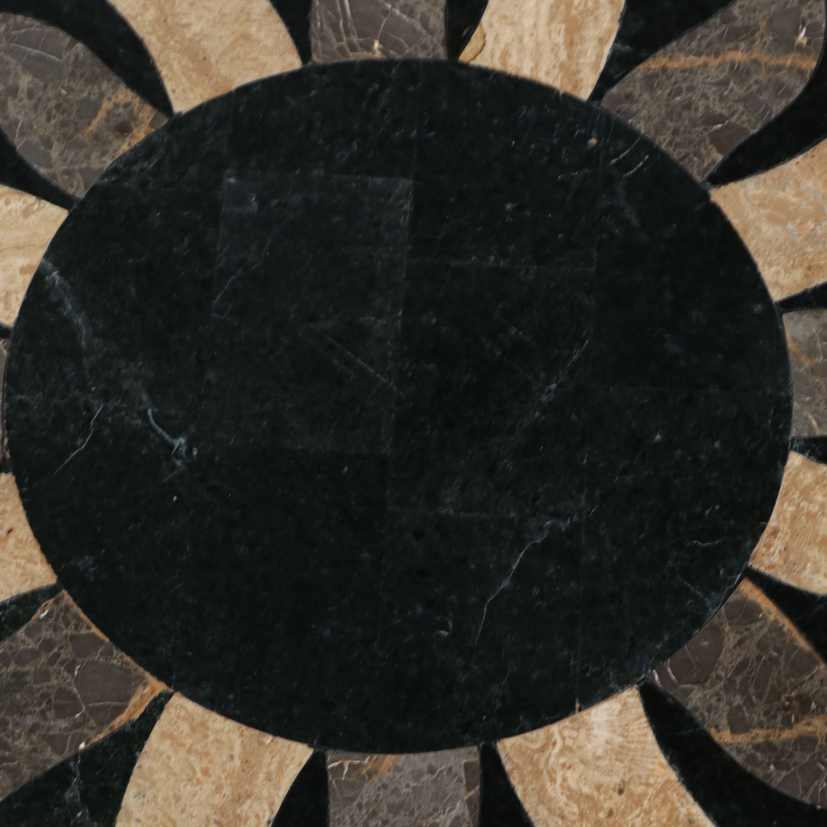 Modern Hollywood Regency Style Sunburst Pietra Dura and Gilt Metal Side Table