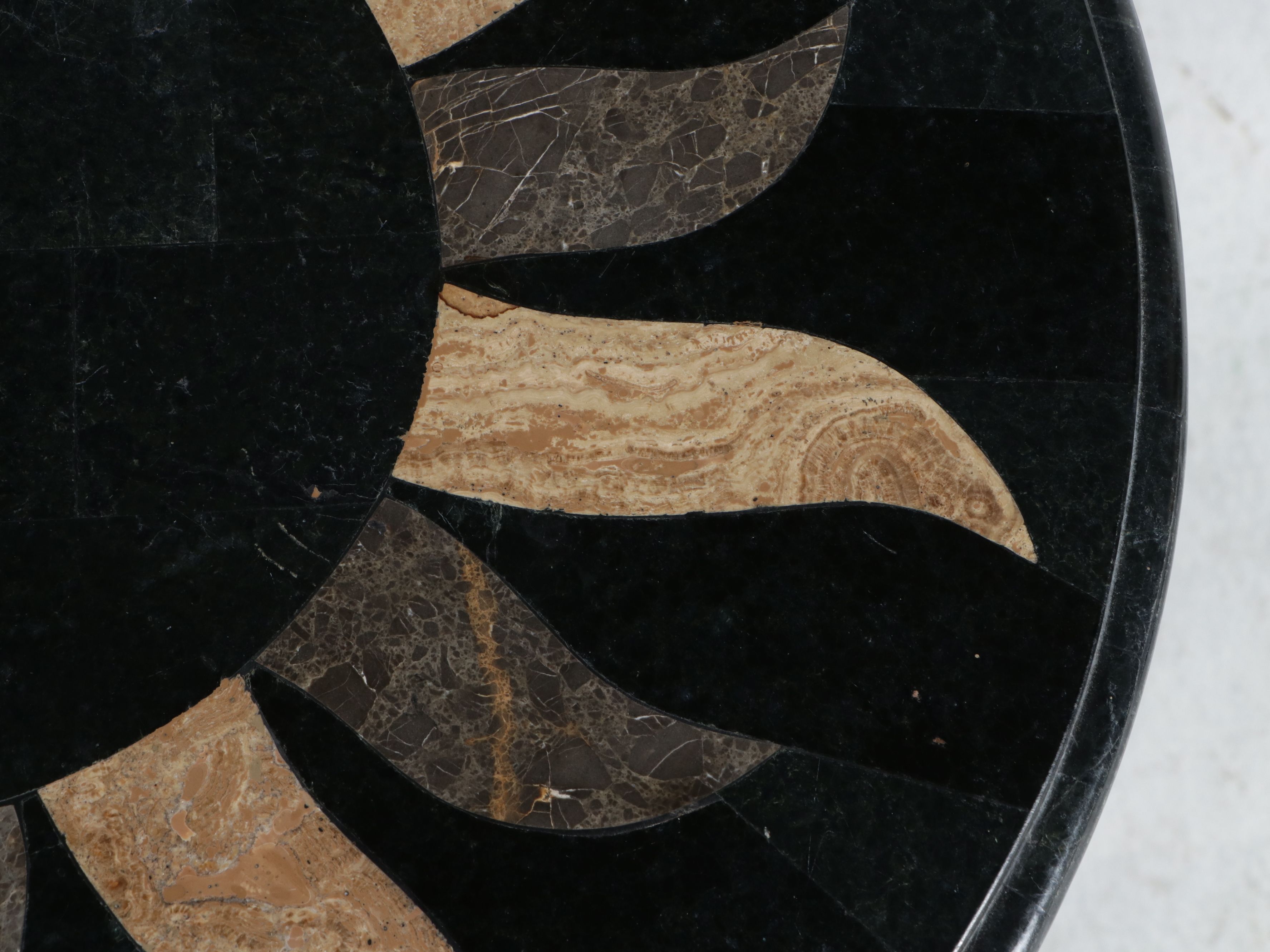 Modern Hollywood Regency Style Sunburst Pietra Dura and Gilt Metal Side Table