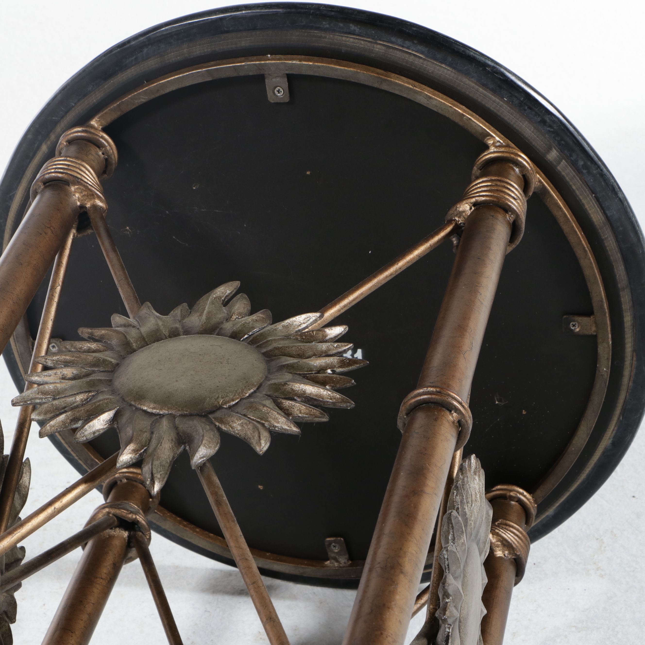 Modern Hollywood Regency Style Sunburst Pietra Dura and Gilt Metal Side Table