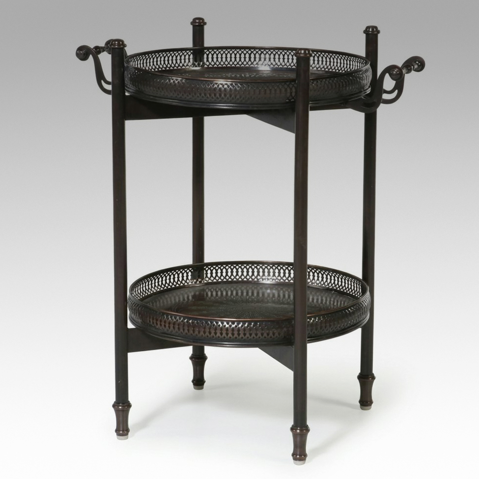 Anglo Indian Style Etched Brass and Bronze-Finished Butler's Tray Table