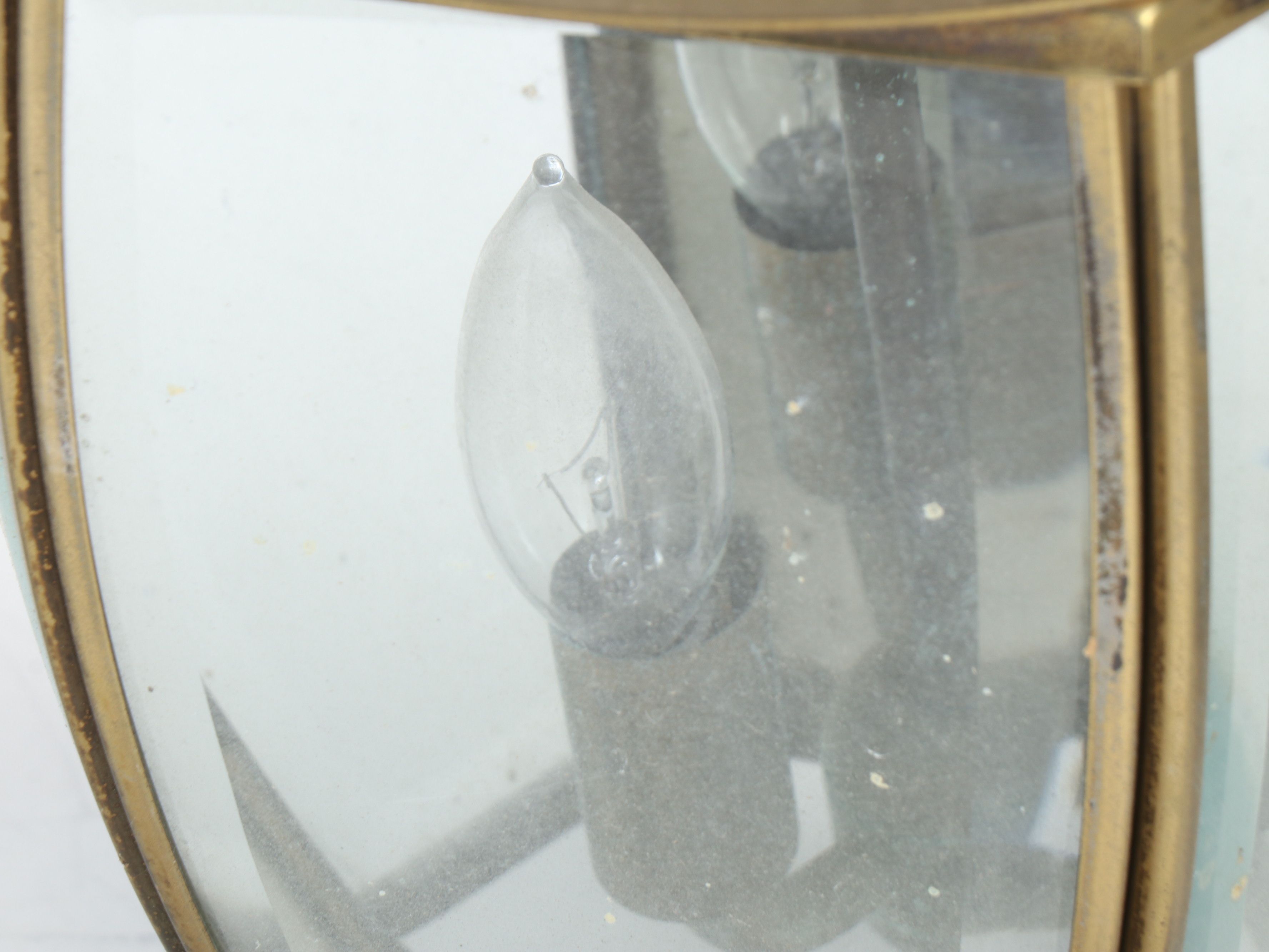 Beveled Glass and Brass Outdoor Lantern Wall Lights