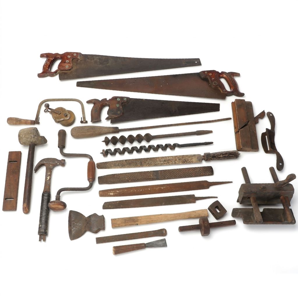 Engraved Hand Saws, Hammers, Files, and More Vintage Tools