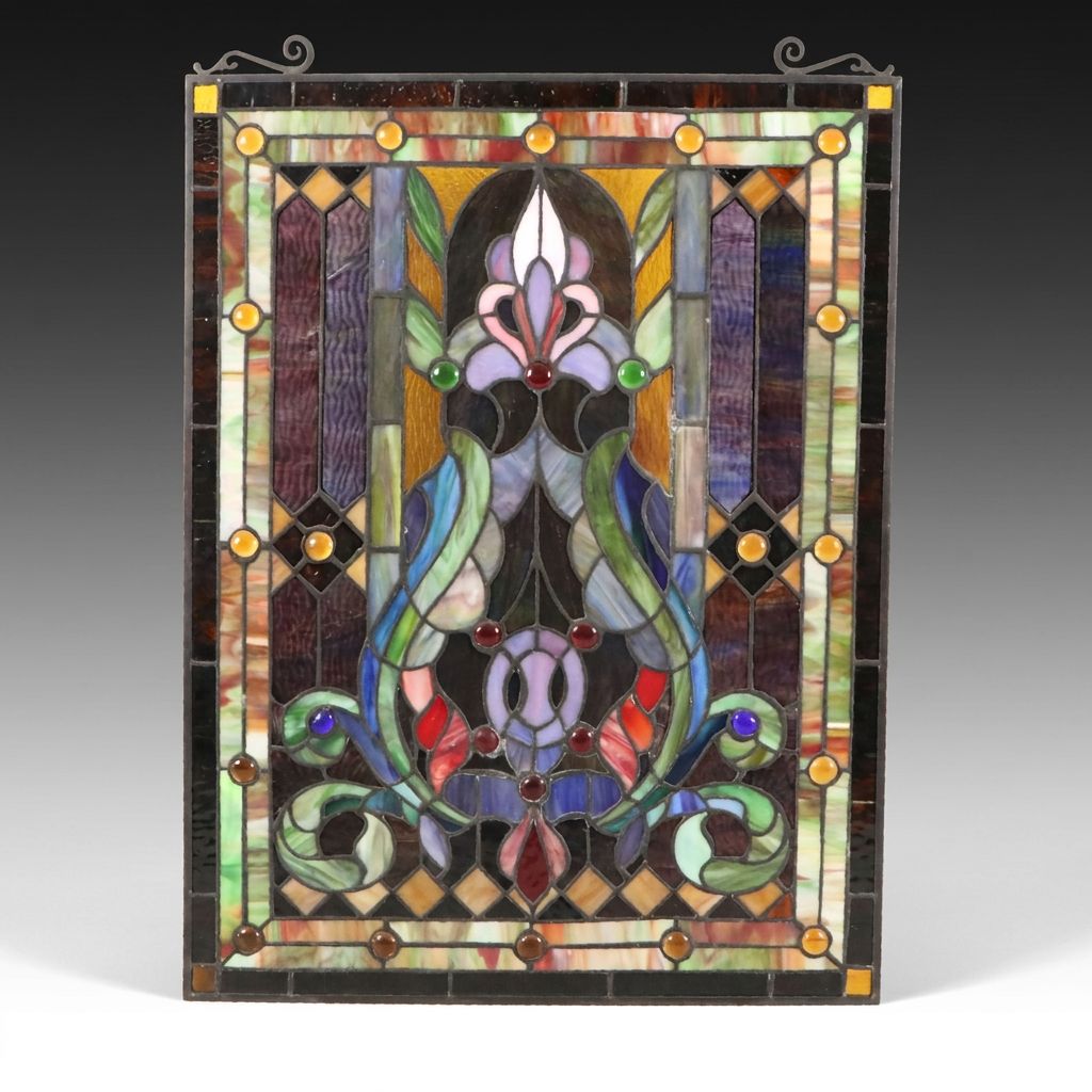 Art Nouveau Style Stained Glass Window Hanging
