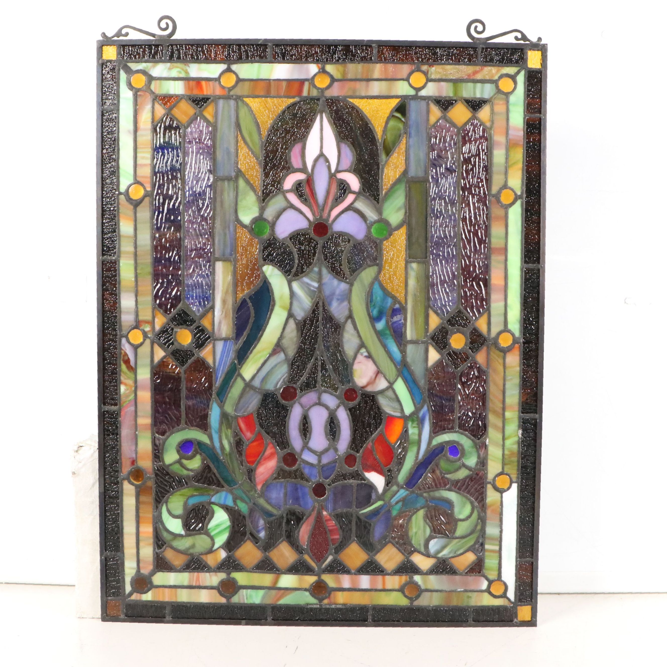 Art Nouveau Style Stained Glass Window Hanging