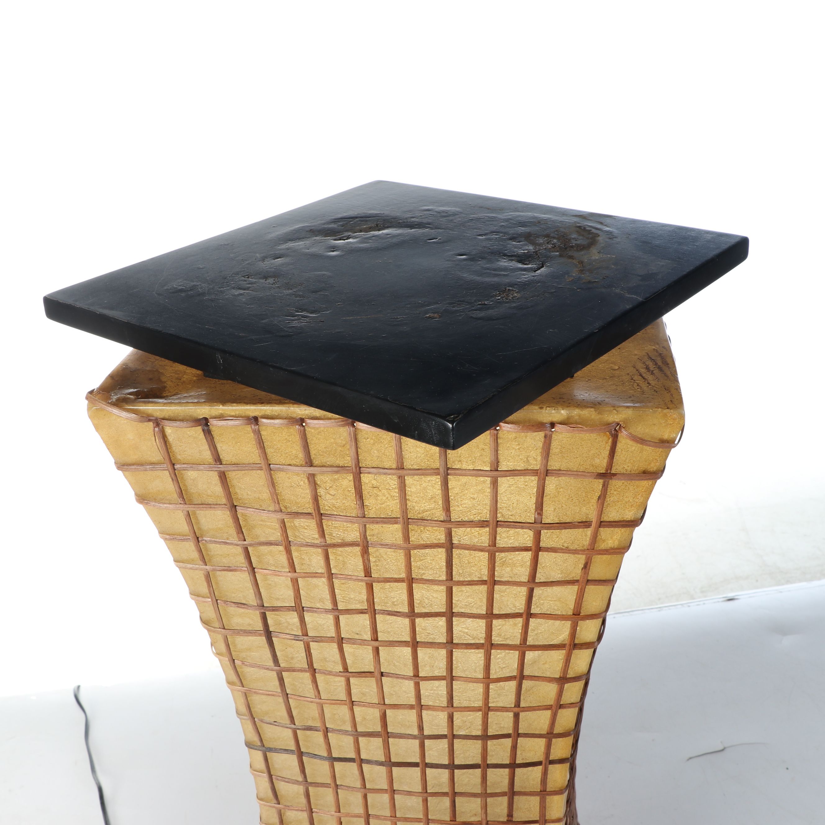 Fiberglass and Rattan Table Lamp, Vintage