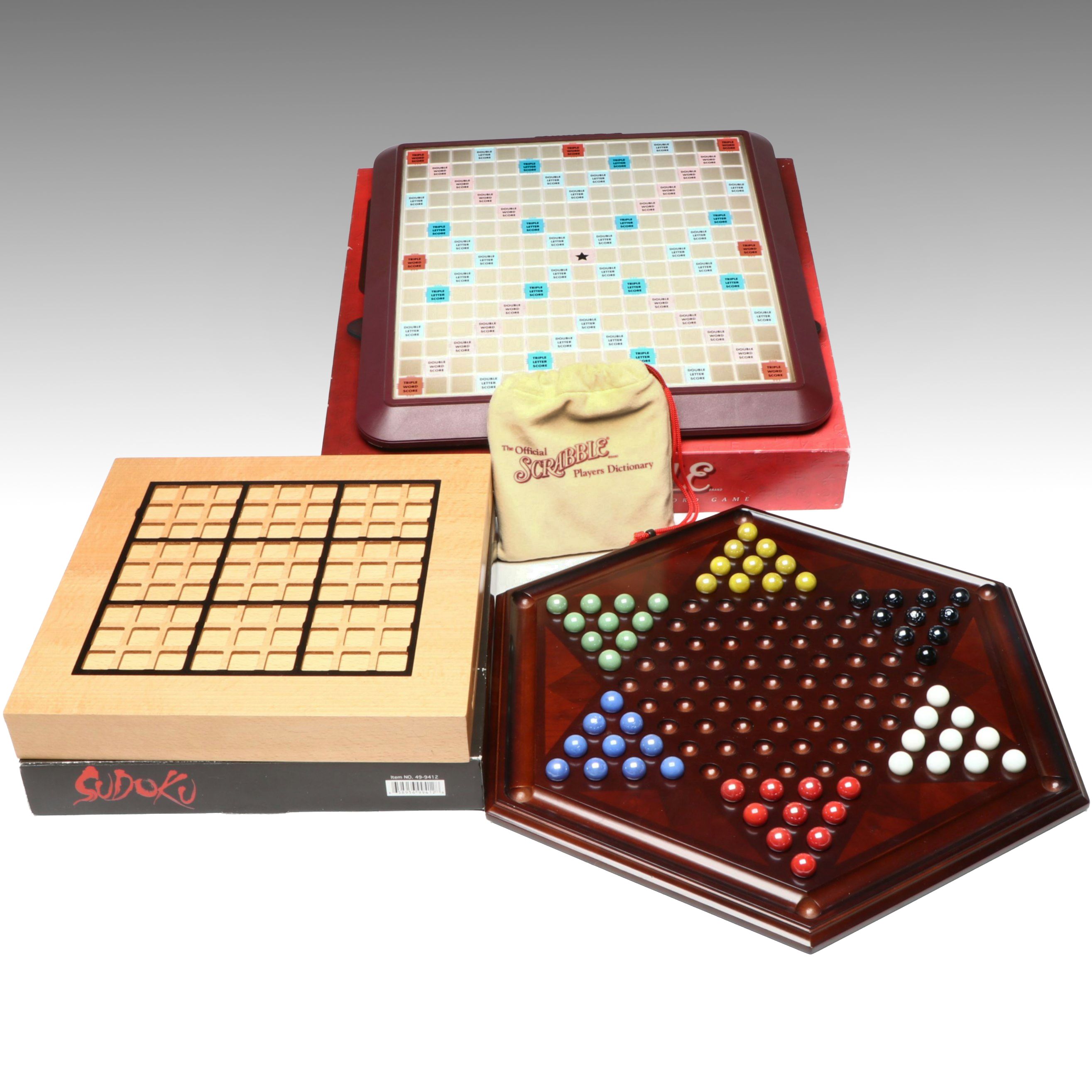 Deluxe Turntable Scrabble, Bombay Company Chinese Checkers and More Board Games
