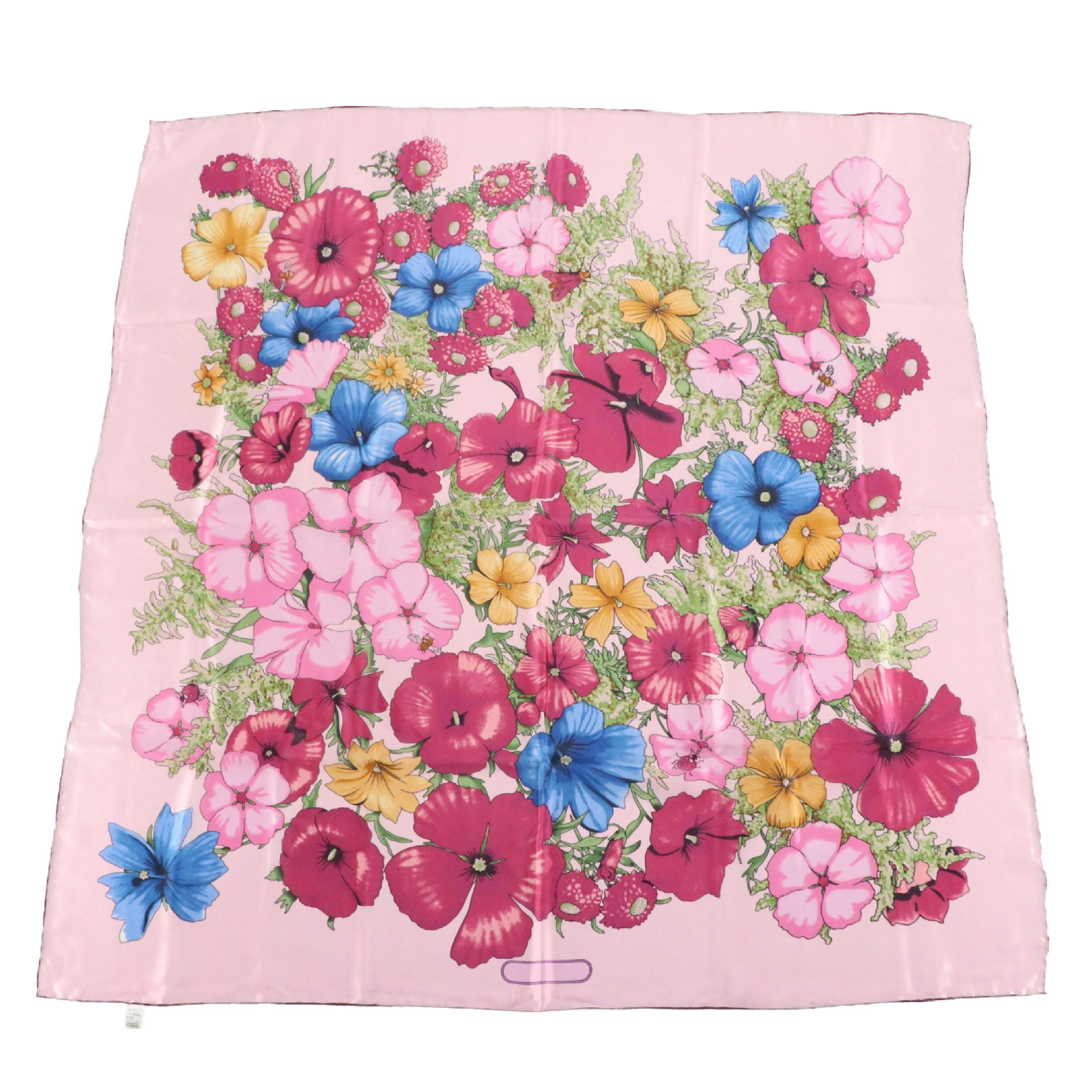 Wensli Floral Printed Pure Silk Scarf, With Box