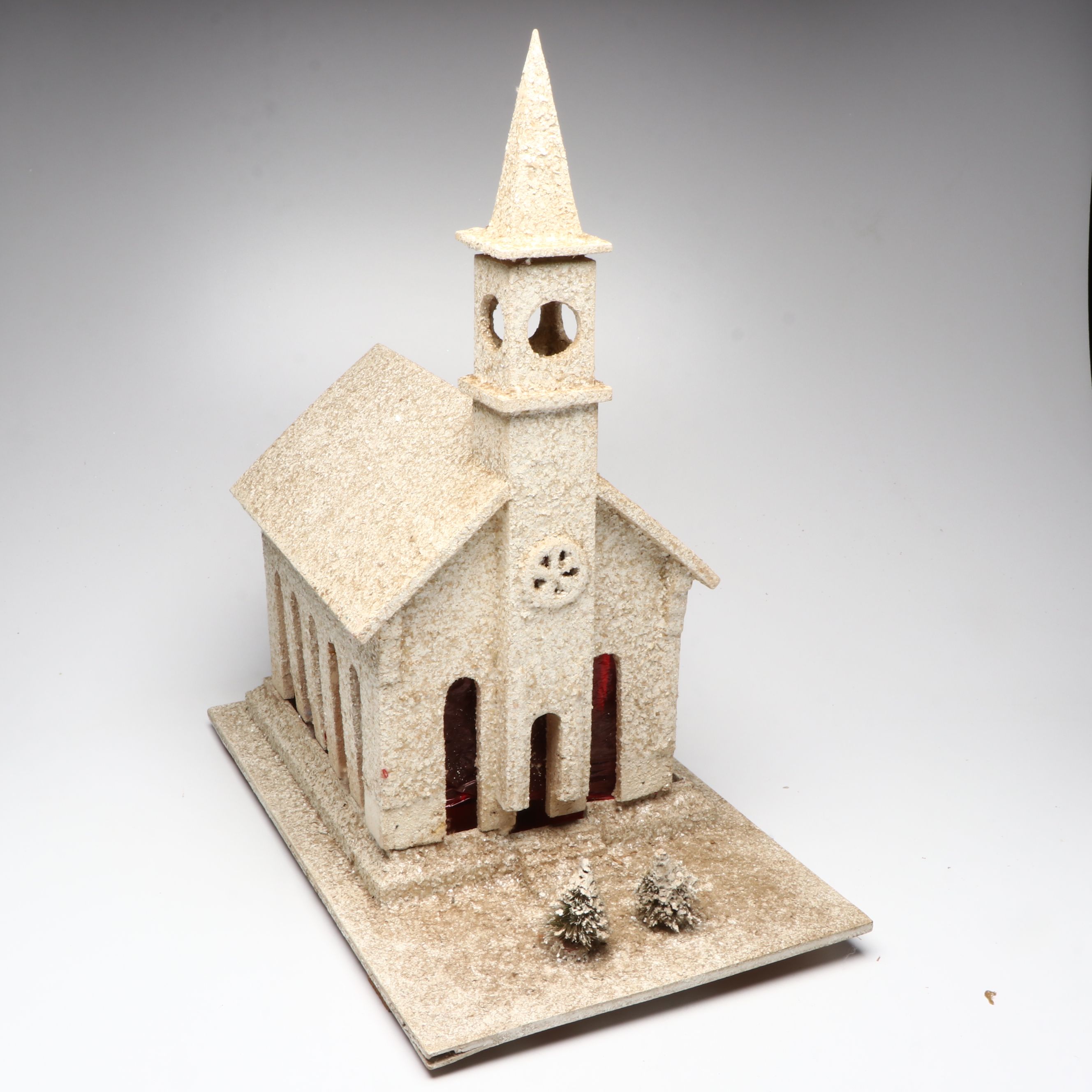 Handcrafted 1940s Air Force Crate Church with Nativity Figurines and Other Décor