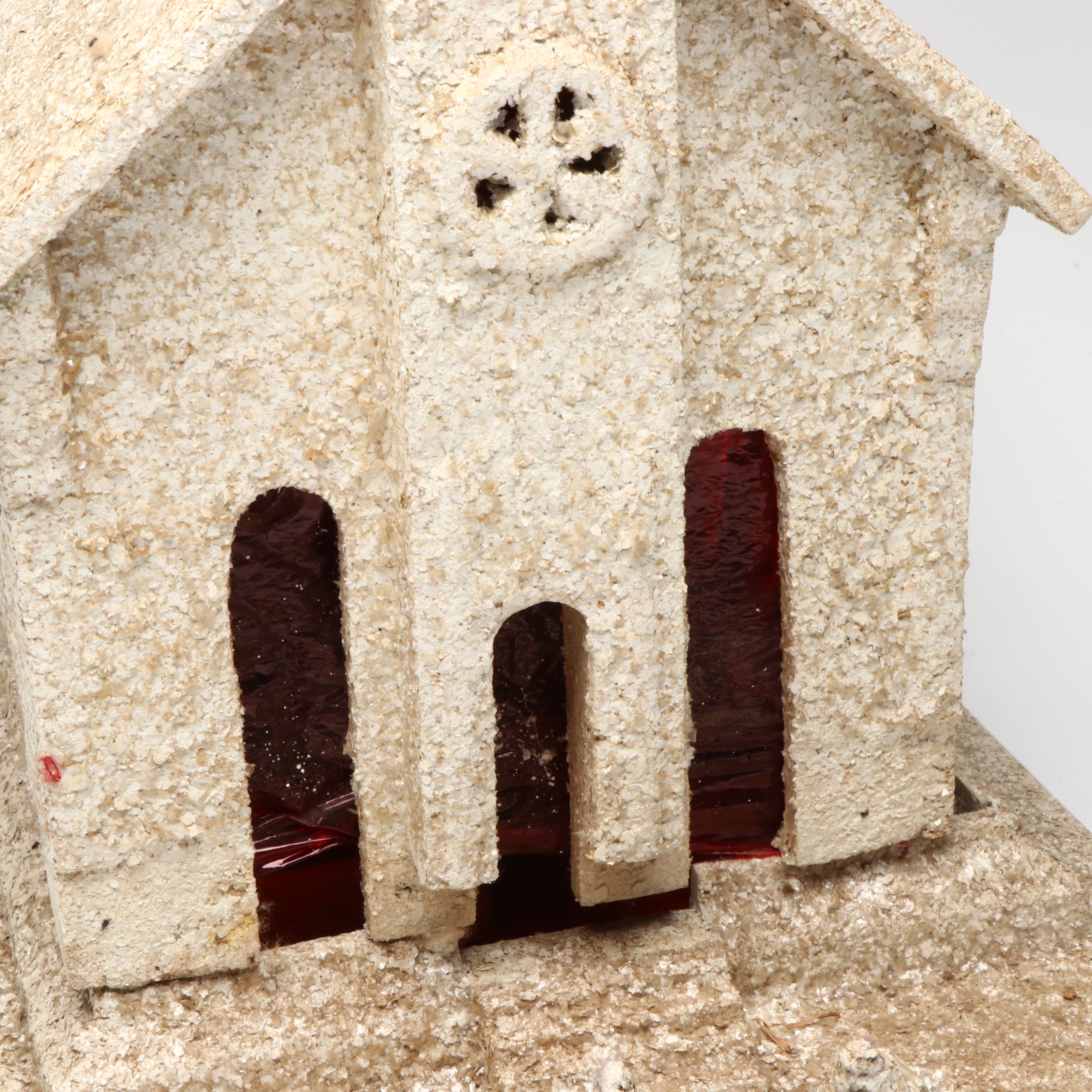 Handcrafted 1940s Air Force Crate Church with Nativity Figurines and Other Décor