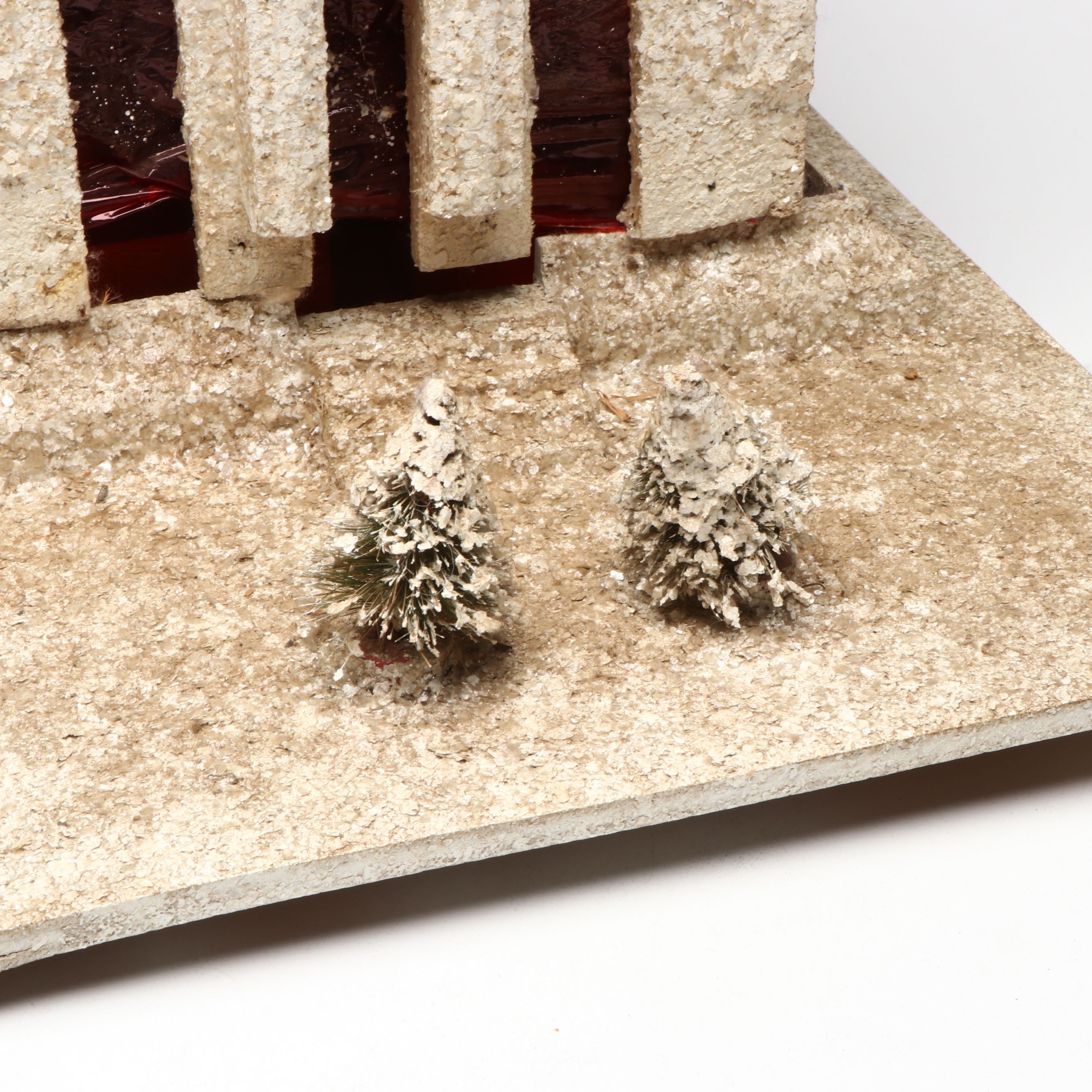 Handcrafted 1940s Air Force Crate Church with Nativity Figurines and Other Décor