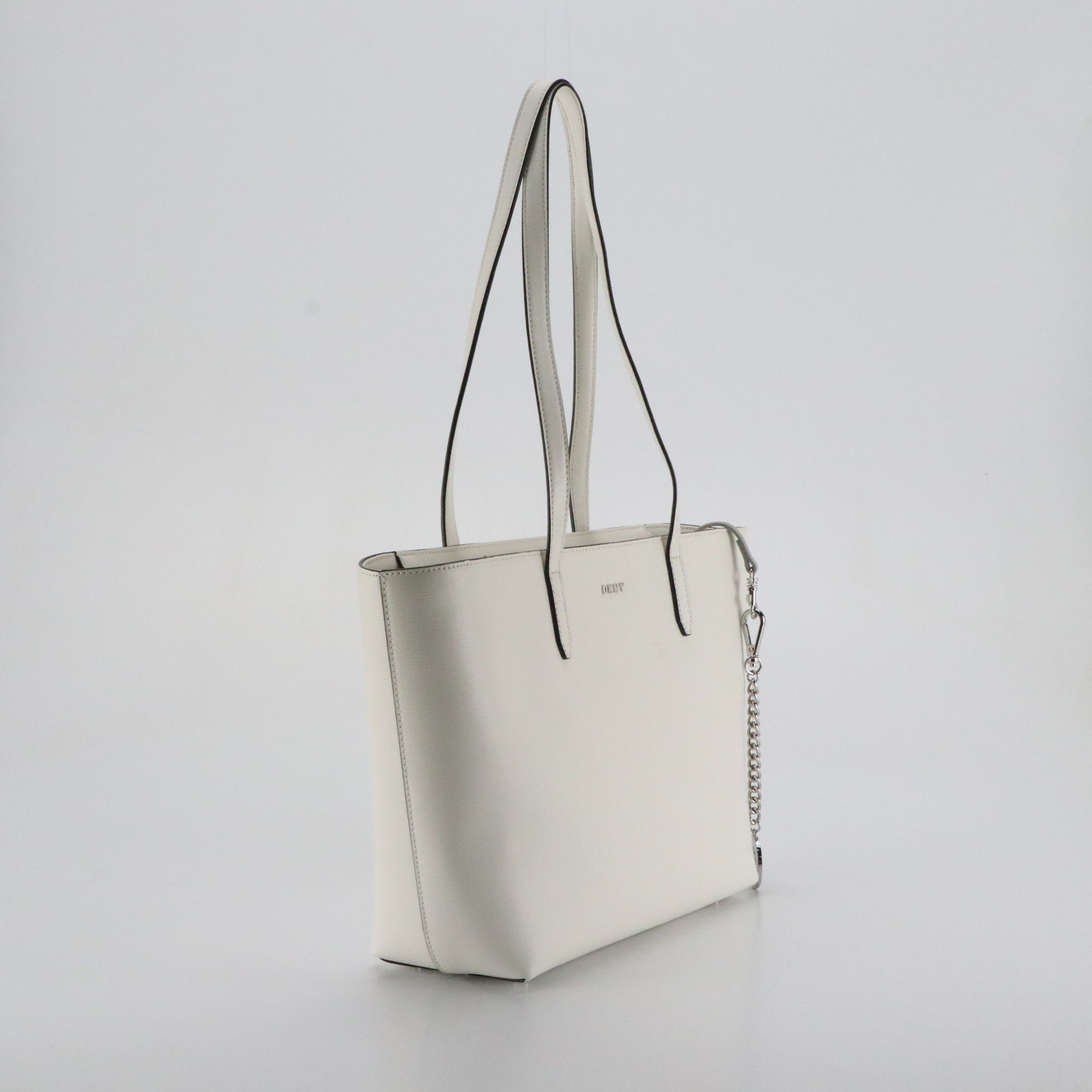 DKNY Shoulder Tote Bag in White Textured Cow Leather