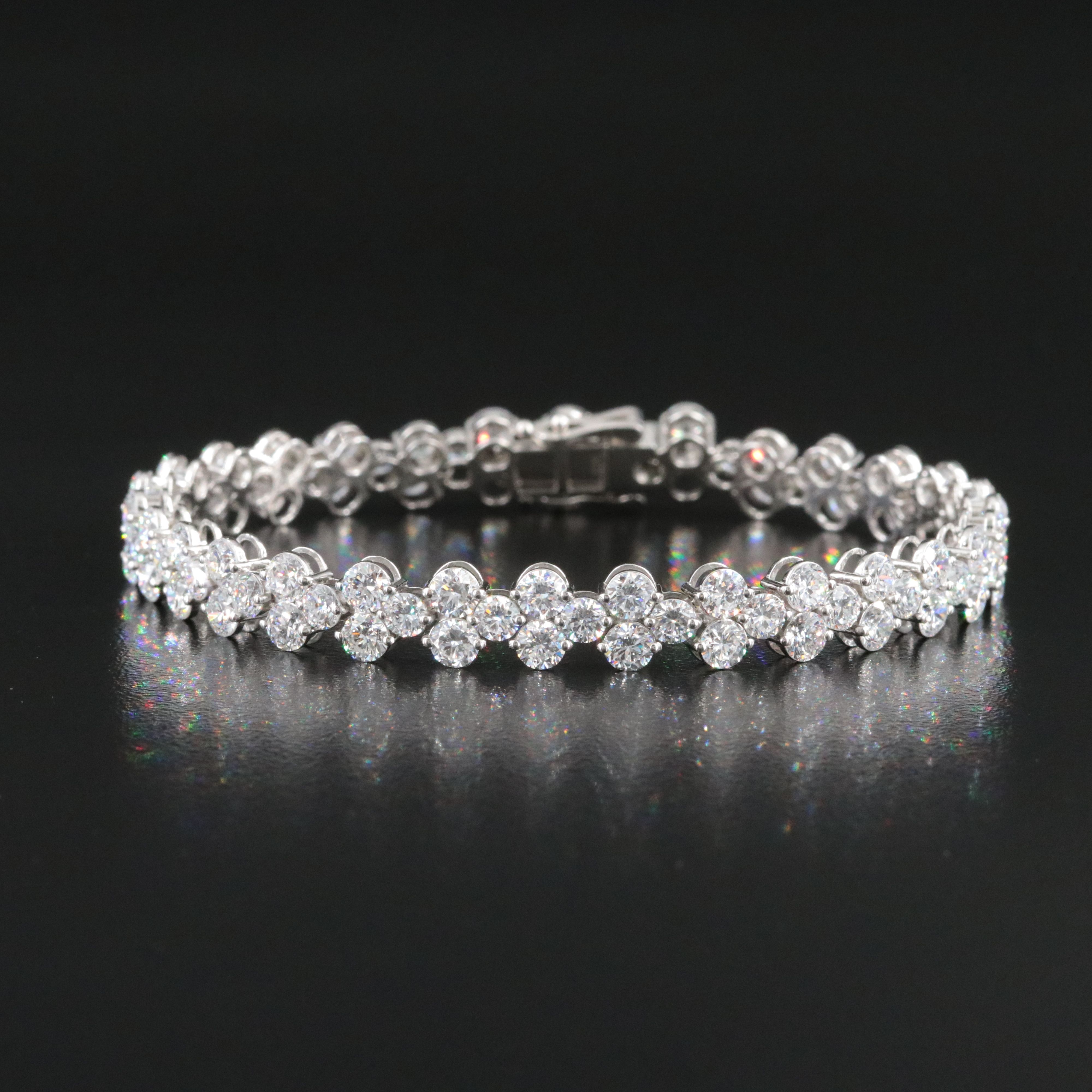 Platinum 13.95 CTW Lab Grown Diamond Line Bracelet